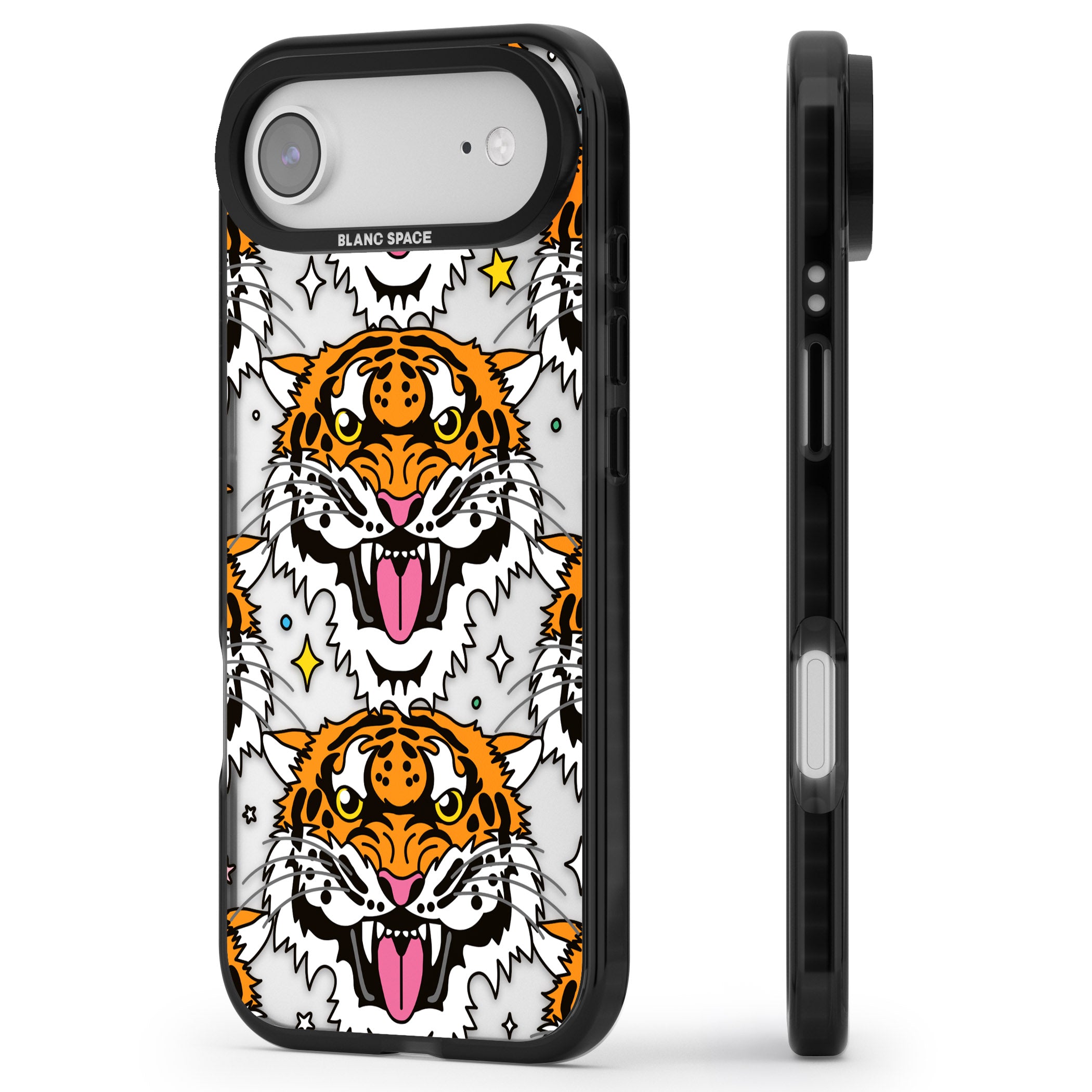 Fierce Jungle Tigers iPhone 17 Air Impact Black Phone Case Side Profile