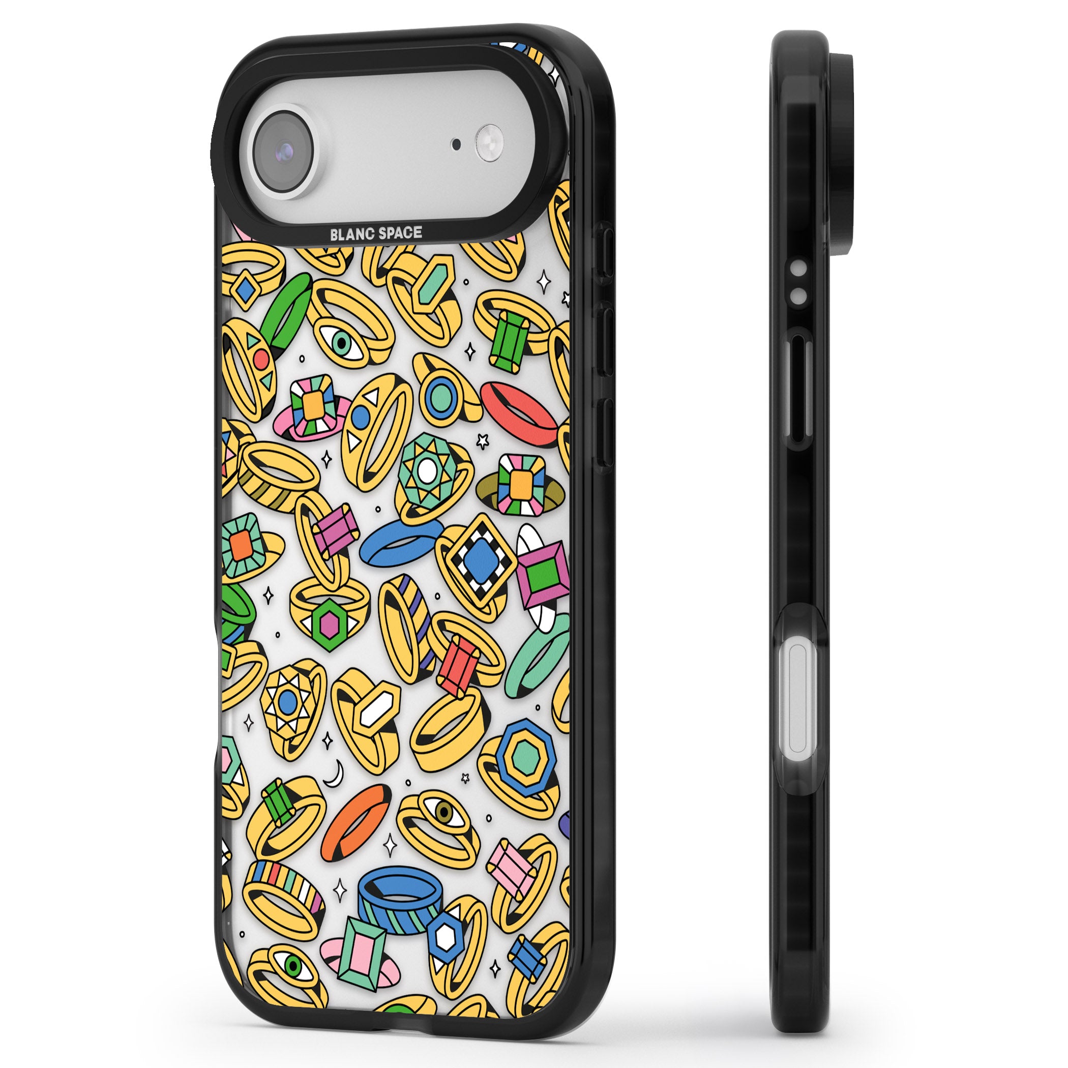 Gemstone Glitz iPhone 17 Air Impact Black Phone Case Side Profile