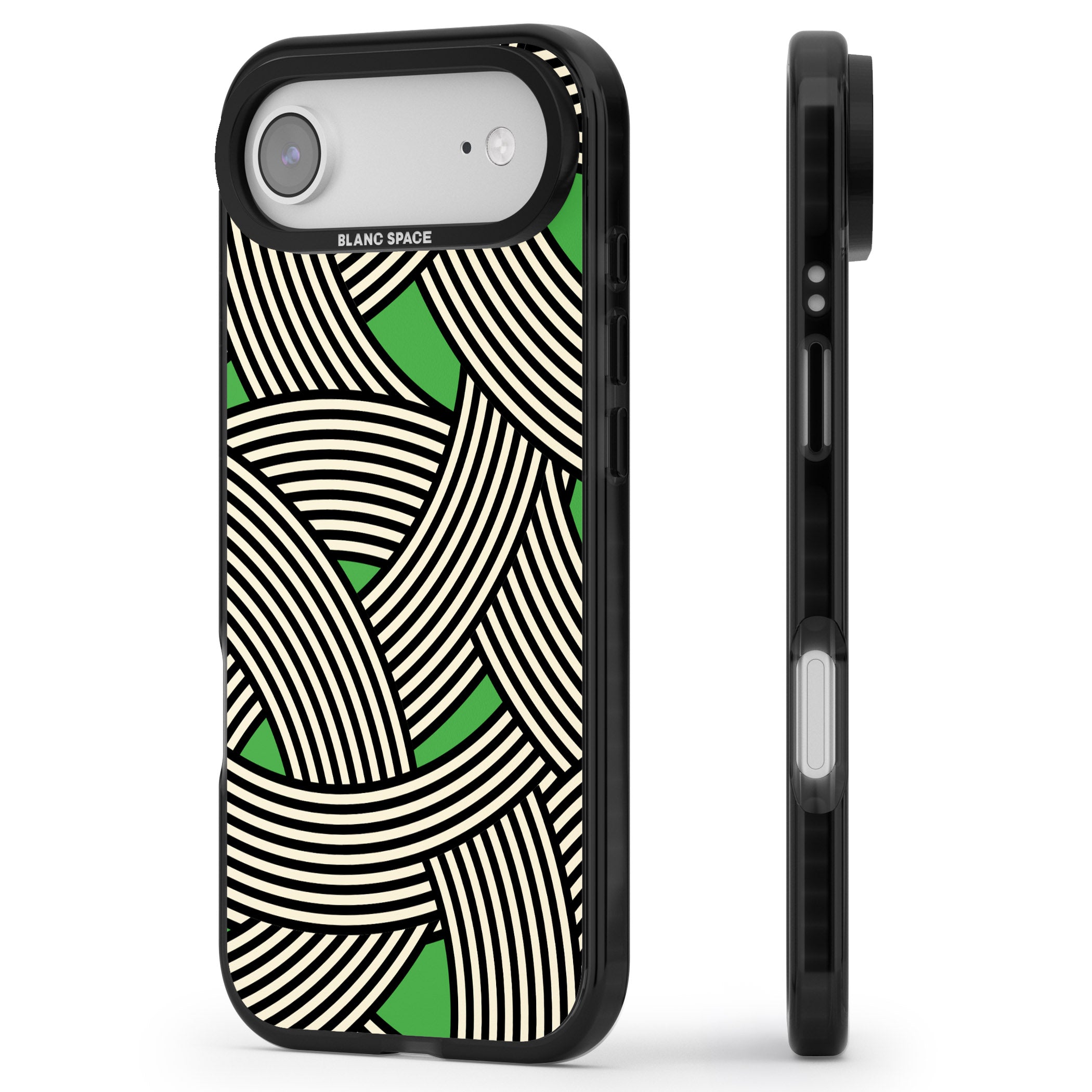 Green Optic Waves iPhone 17 Air Impact Black Phone Case Side Profile