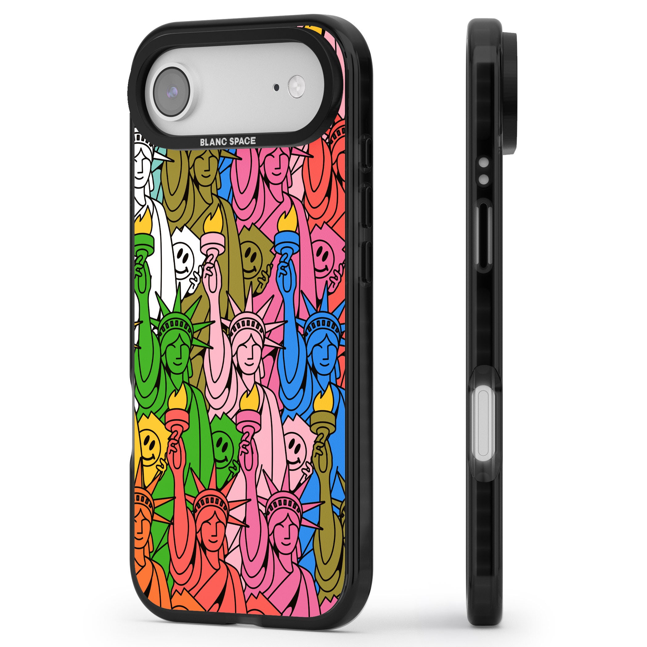 Multicolour Liberty Pattern iPhone 17 Air Impact Black Phone Case Side Profile