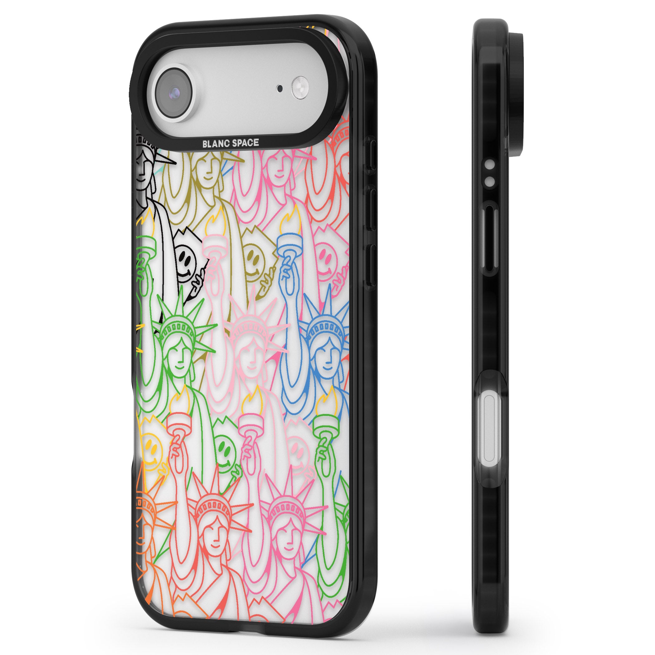 Multicolour Liberty Line Pattern iPhone 17 Air Impact Black Phone Case Side Profile