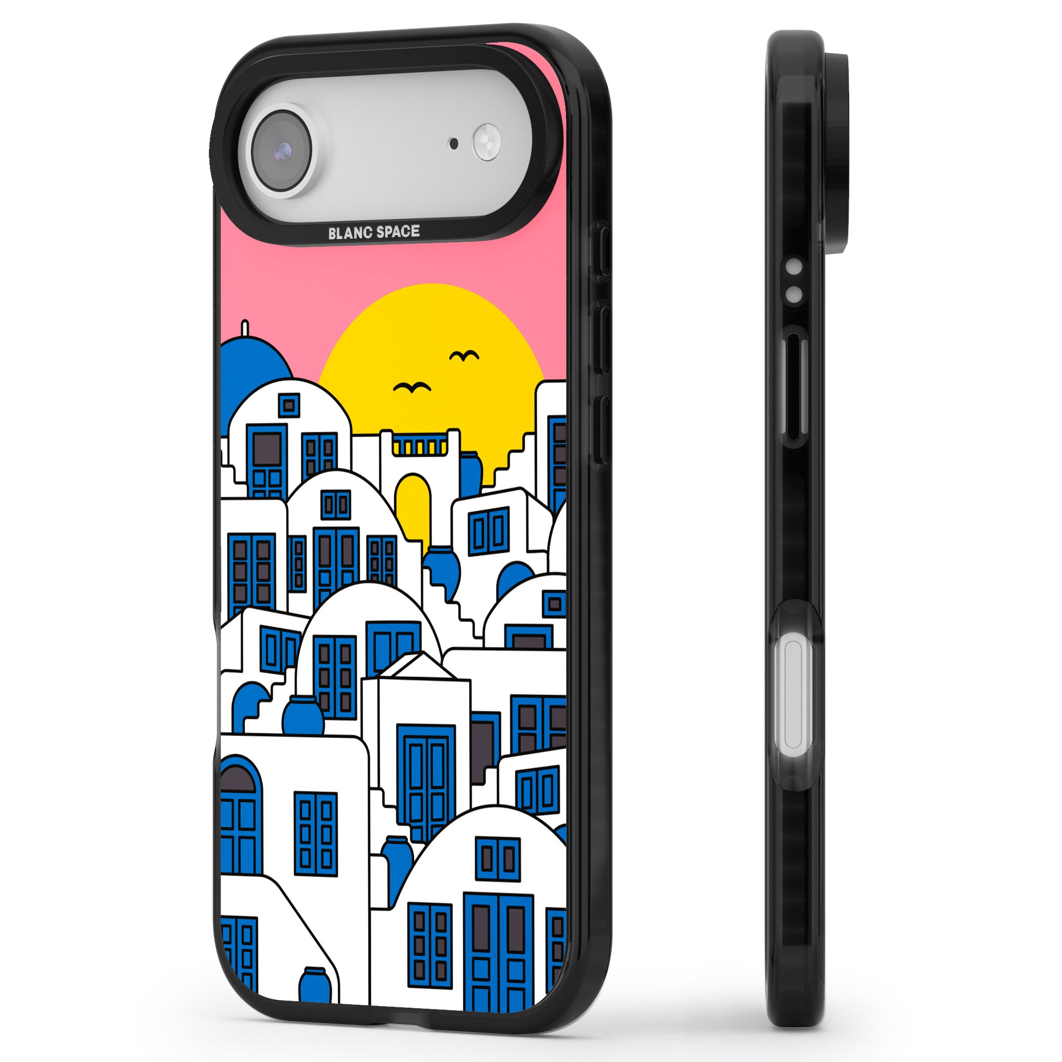 Santorini Sunset iPhone 17 Air Impact Black Phone Case Side Profile