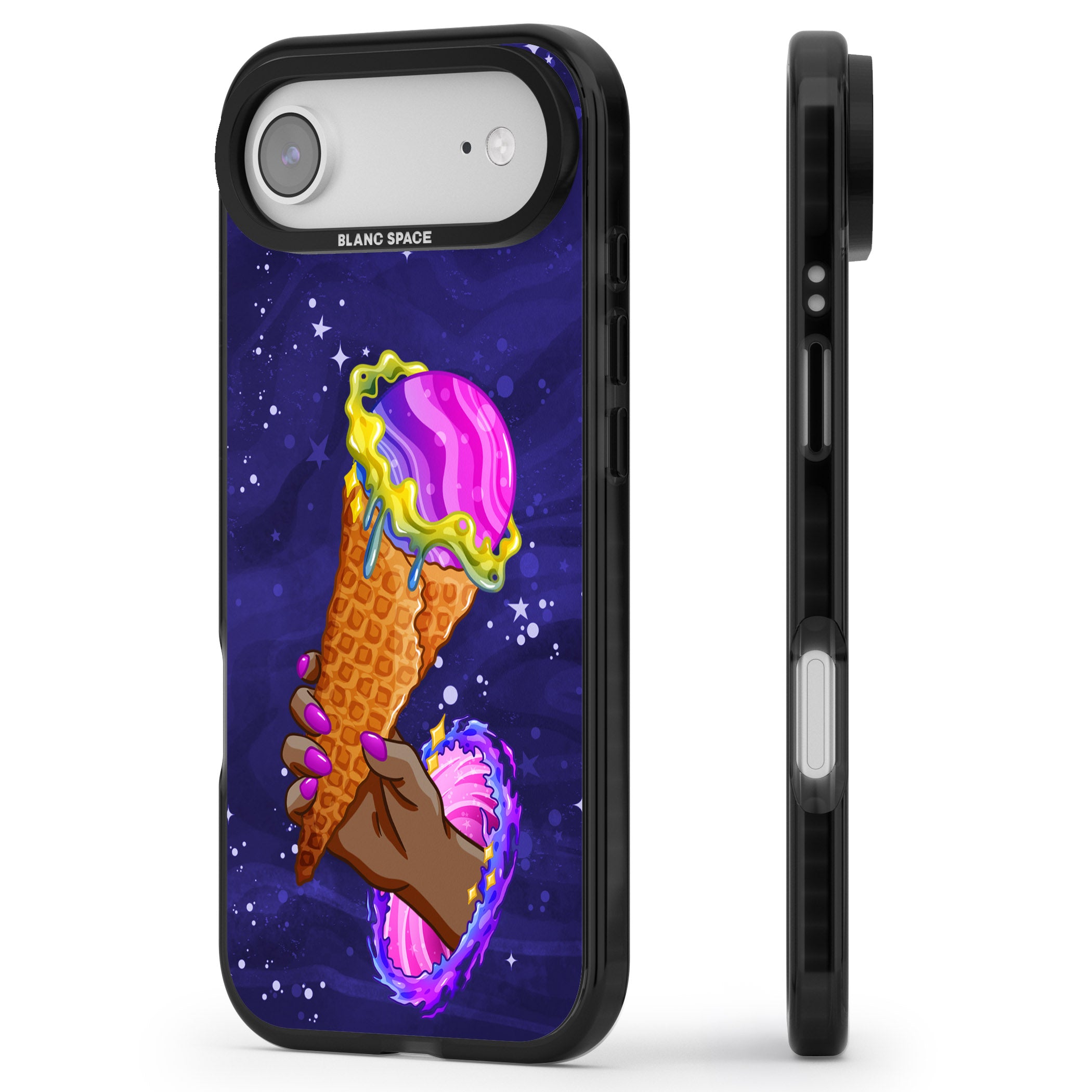 Interdimensional Ice Cream iPhone 17 Air Impact Black Phone Case Side Profile