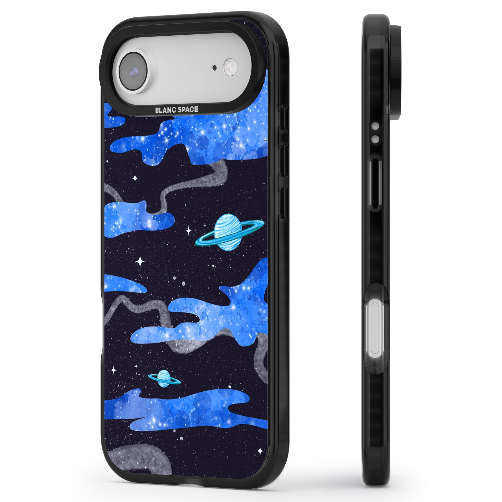 Blue Galaxy iPhone 17 Air Impact Black Phone Case Side Profile