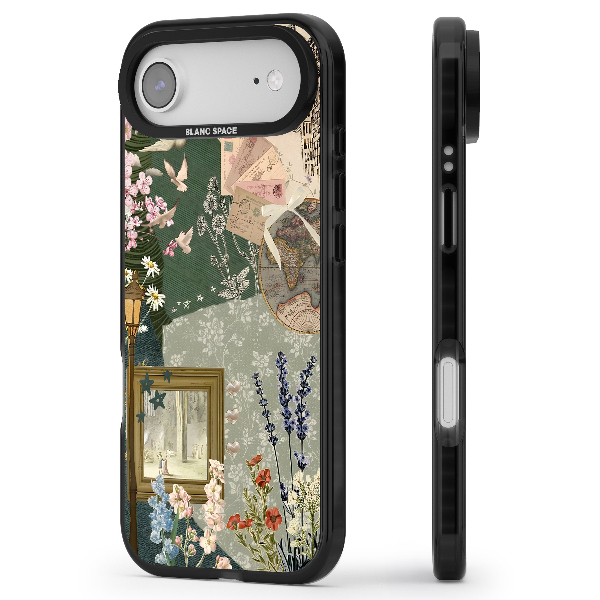 Vintage Spring Collage iPhone 17 Air Impact Black Phone Case Side Profile