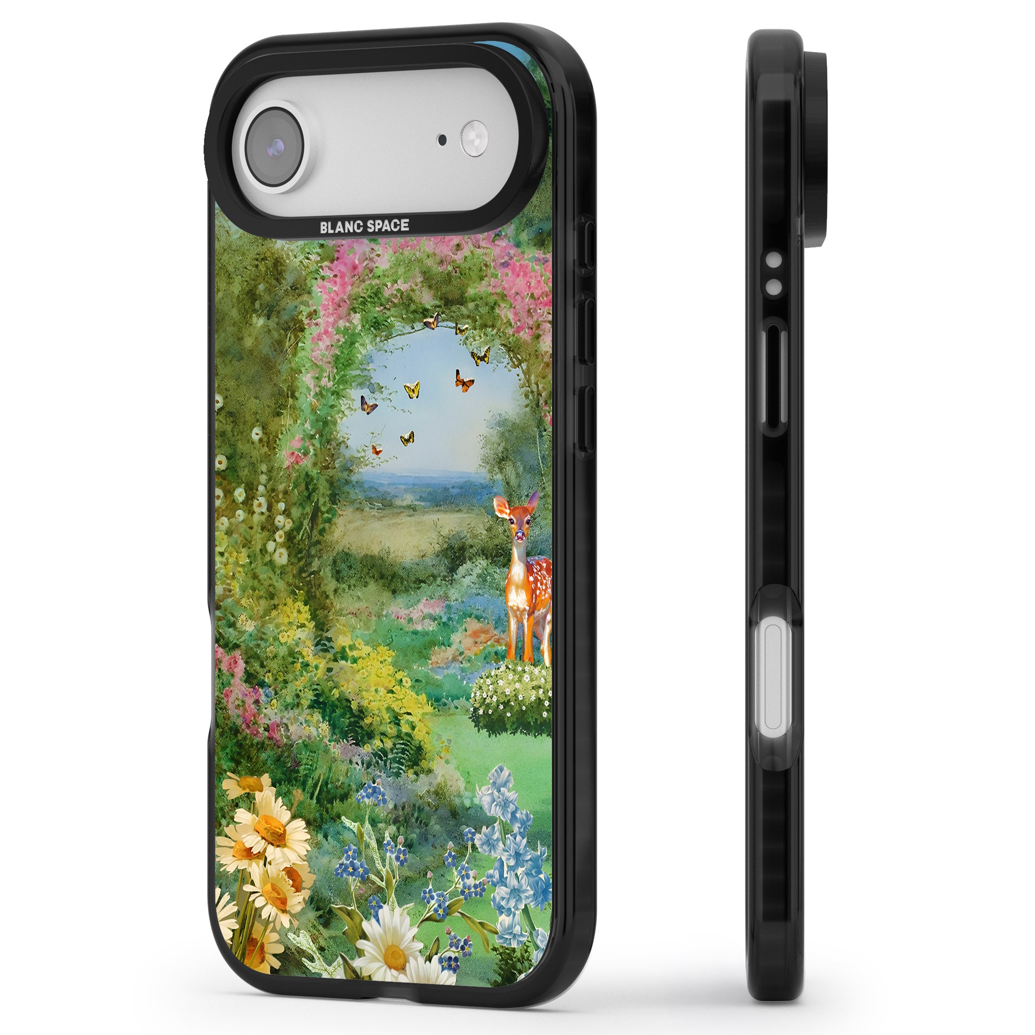 Flourishing Meadow iPhone 17 Air Impact Black Phone Case Side Profile