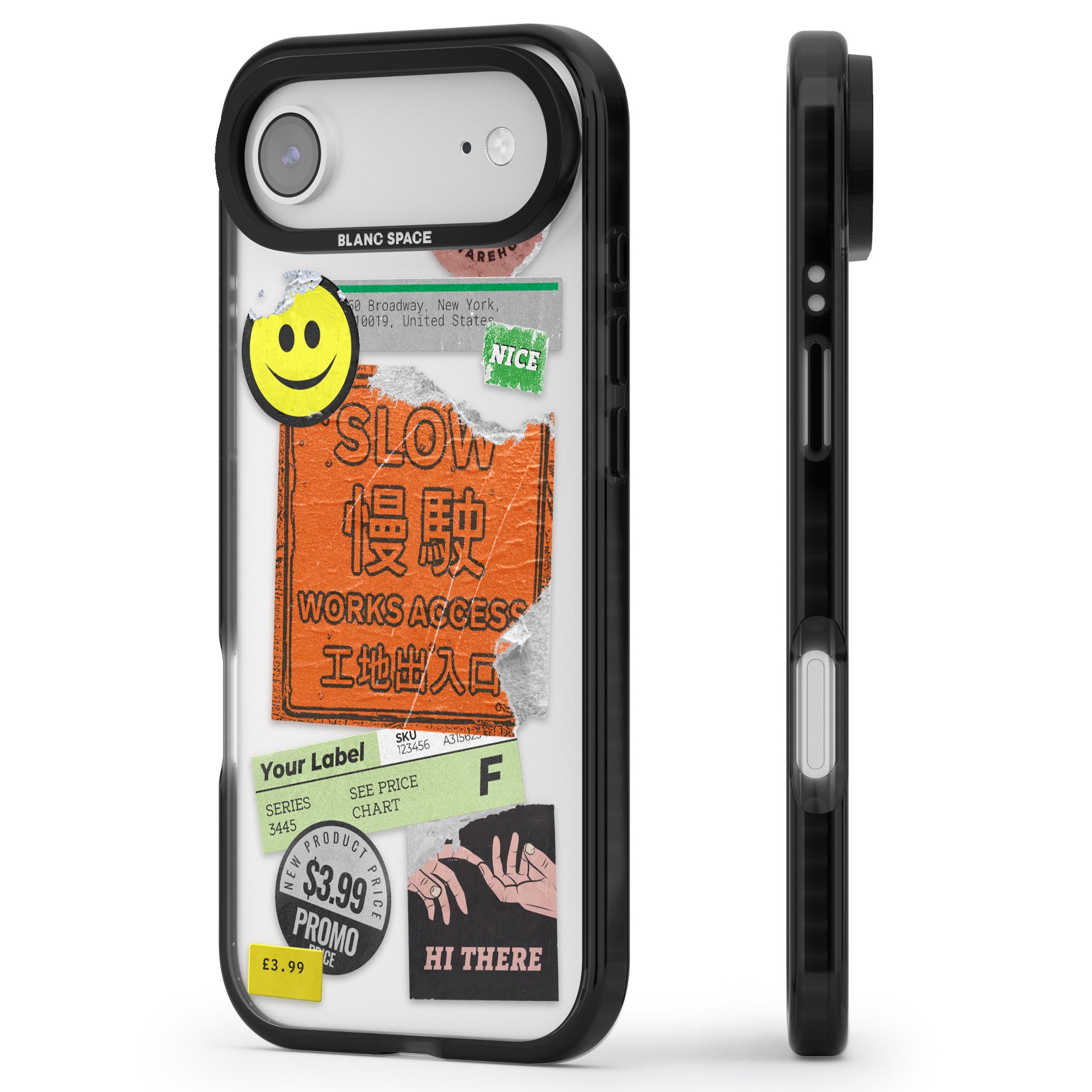 Kanji Signs Sticker Mix iPhone 17 Air Impact Black Phone Case Side Profile