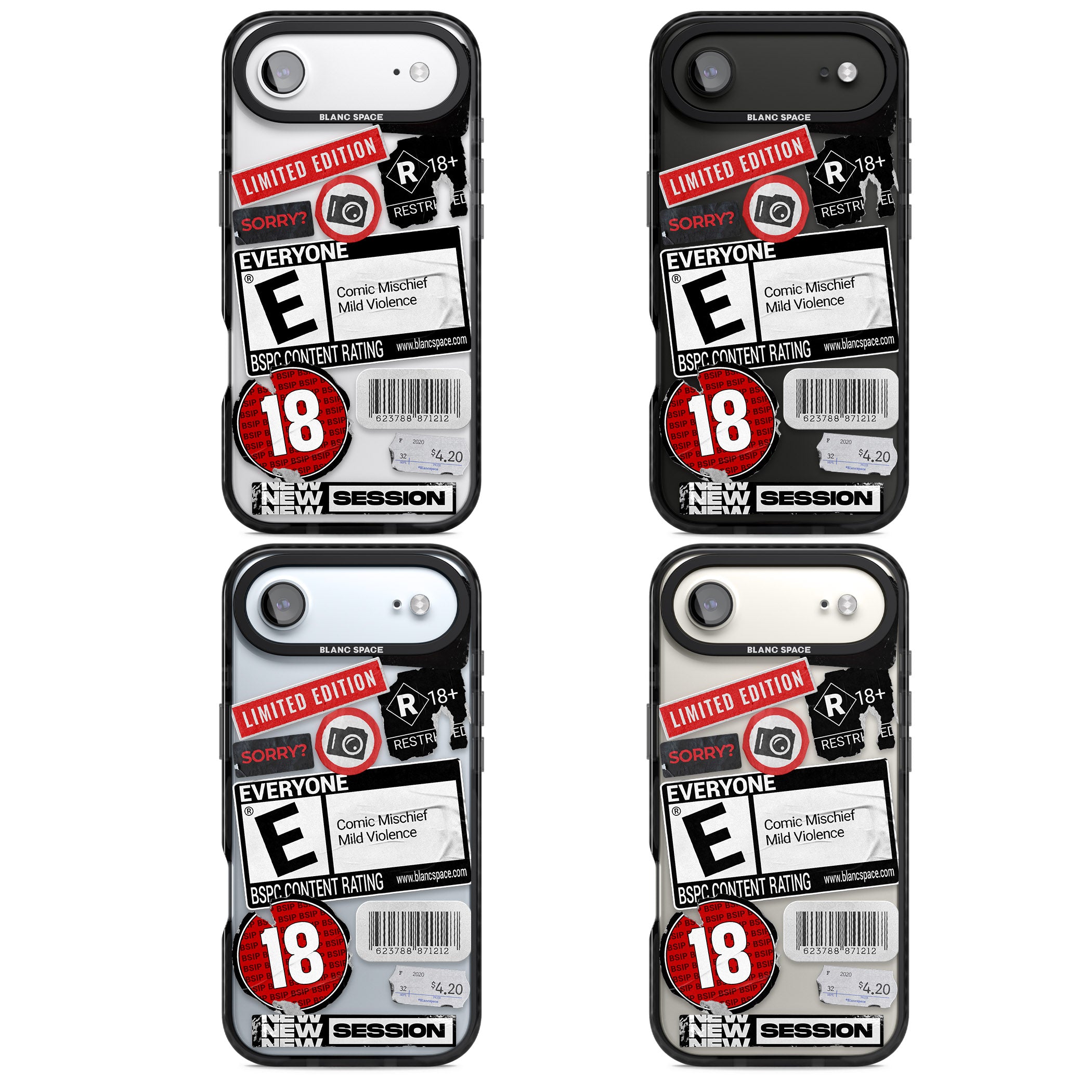 Rated 18+ Sticker Mix iPhone 17 Air Impact Black Phone Case APT Impact Protection