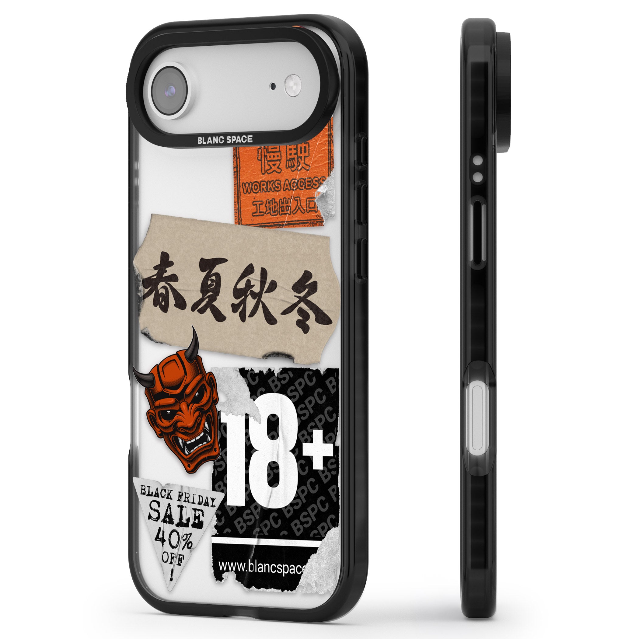 Asian Sticker Mix iPhone 17 Air Impact Black Phone Case Side Profile
