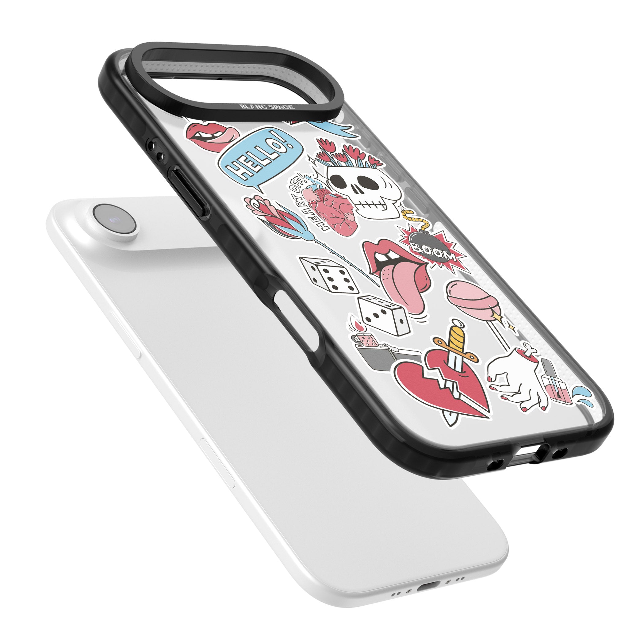 Skull & Flowers Stickers iPhone 17 Air Impact Black Phone Case Colours