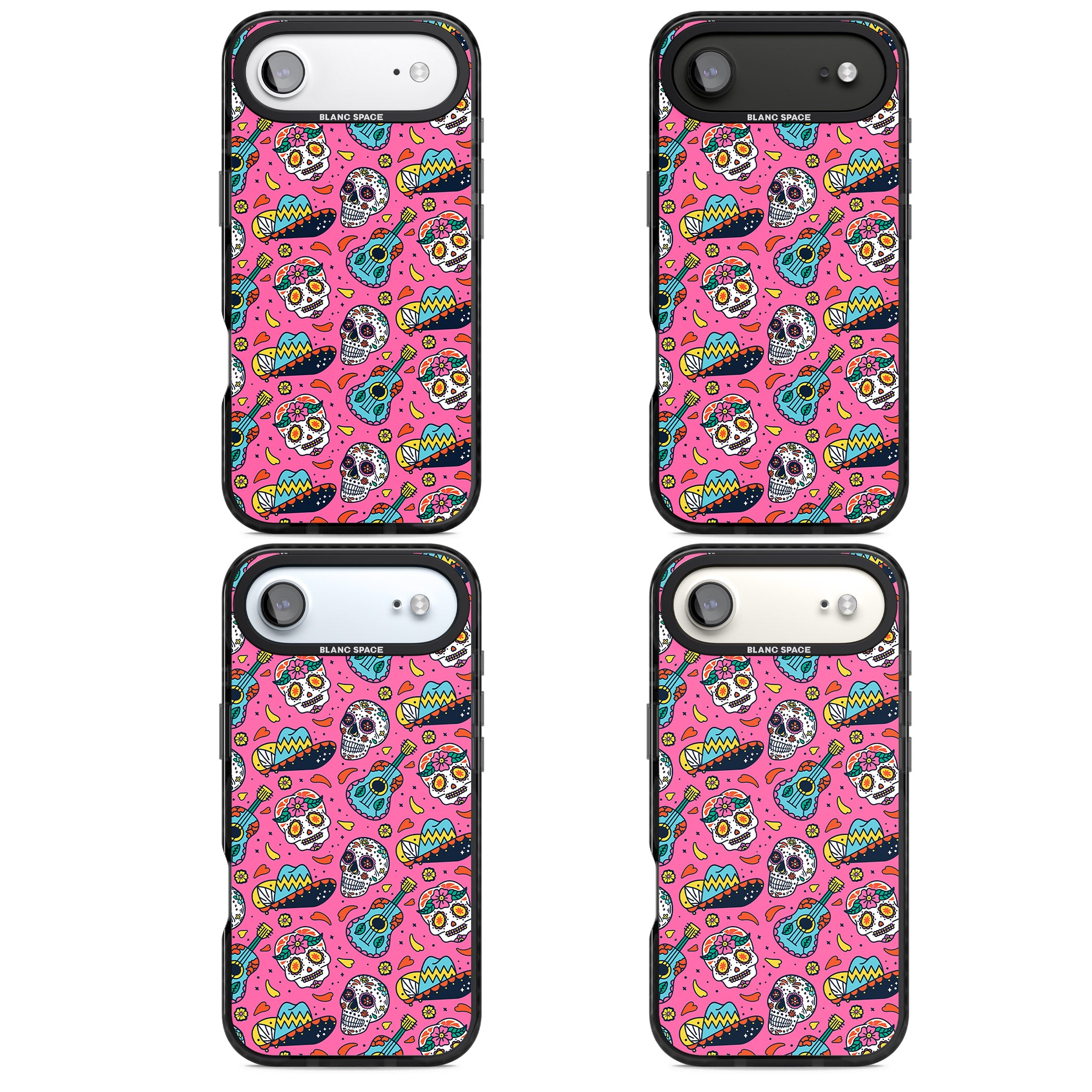 Pink Day Of The Dead Pattern iPhone 17 Air Impact Black Phone Case APT Impact Protection