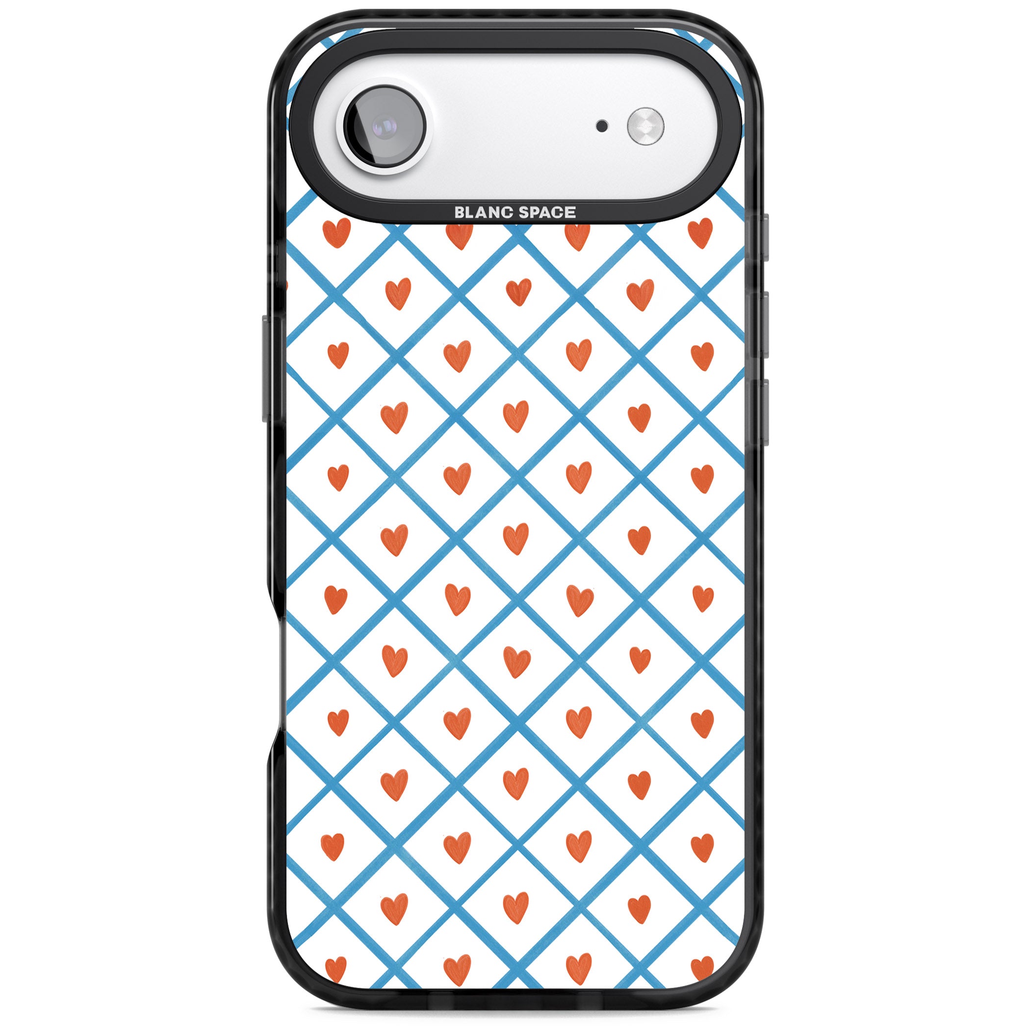 Lattice Love Hearts iPhone 17 Air Impact Black Phone Case