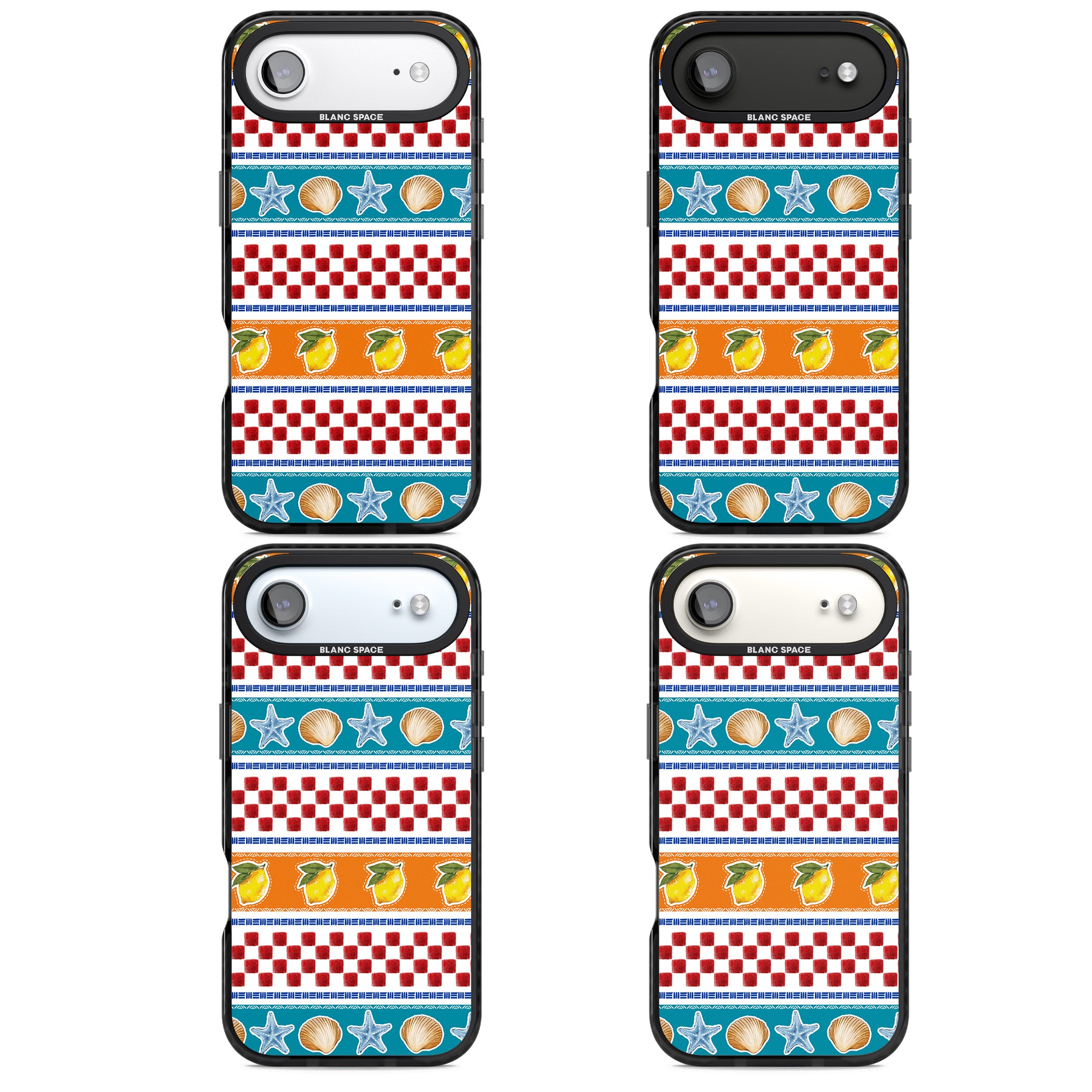 Coastal Italian Check Pattern iPhone 17 Air Impact Black Phone Case APT Impact Protection