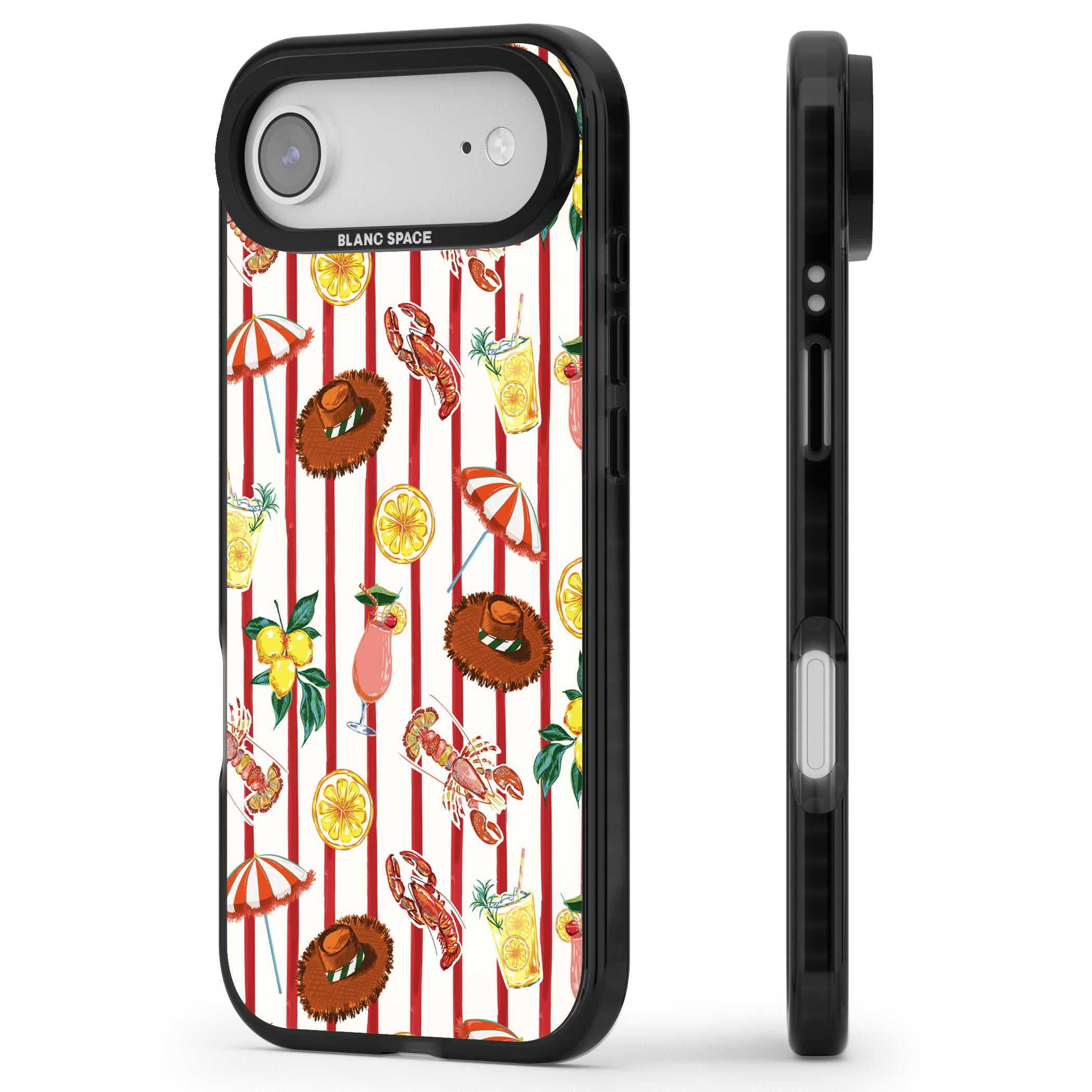 Italian Beach Pattern iPhone 17 Air Impact Black Phone Case Side Profile