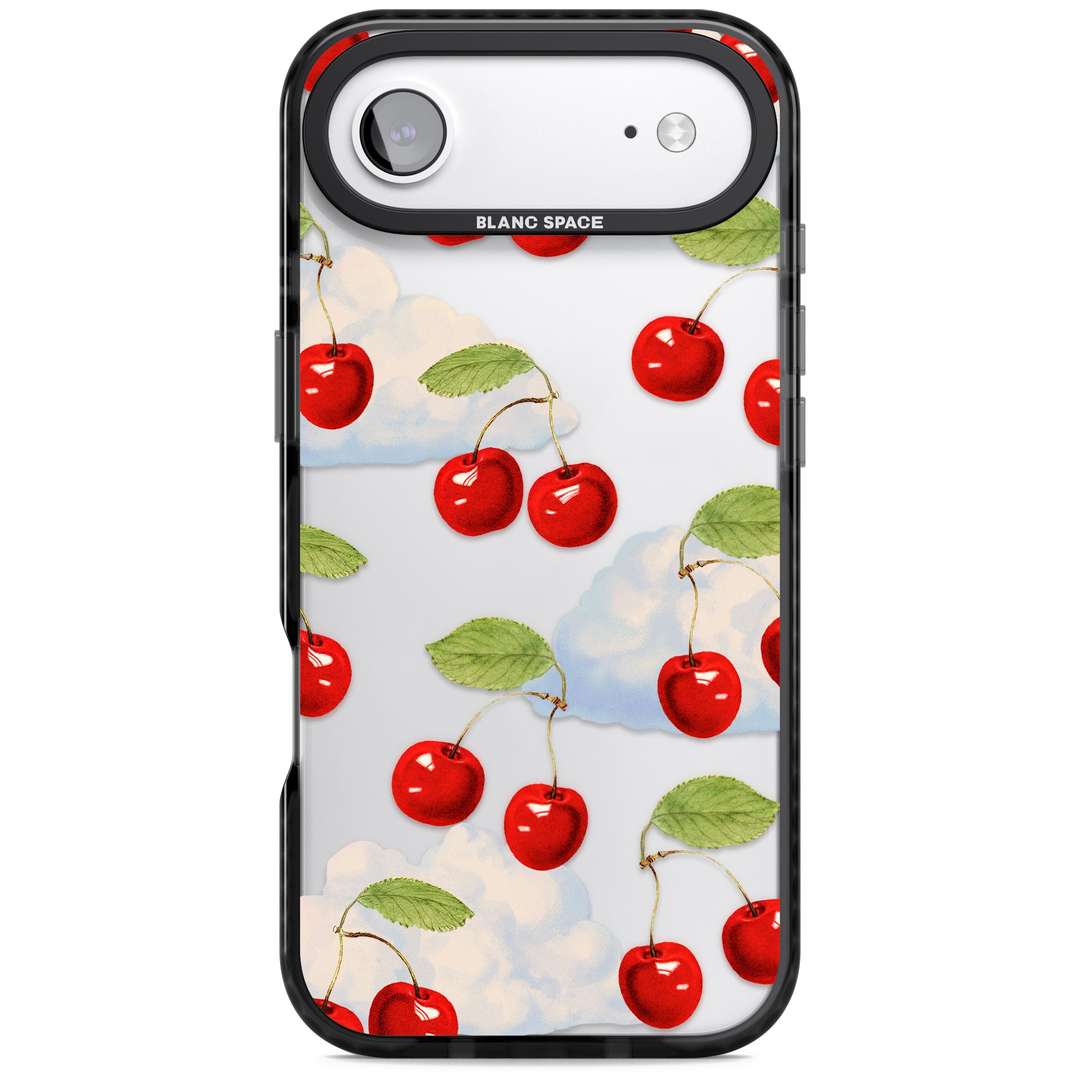 Vintage Cherries & Clouds iPhone 17 Air Impact Black Phone Case