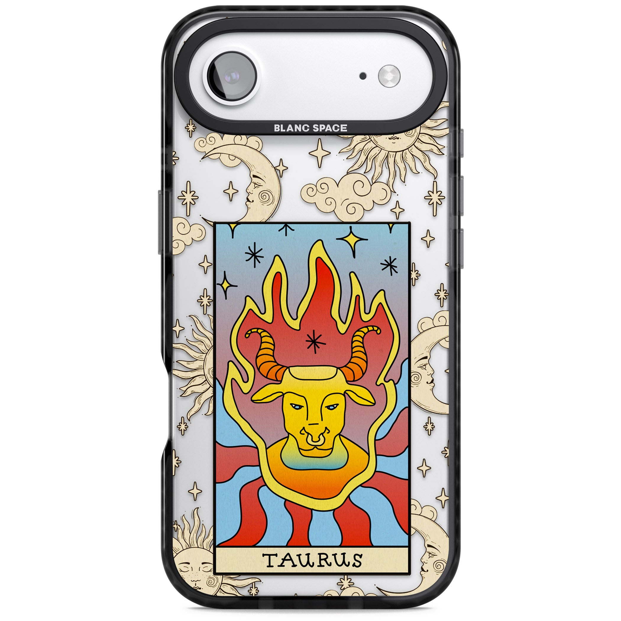 Celestial Zodiac Taurus iPhone 17 Air Impact Black Phone Case