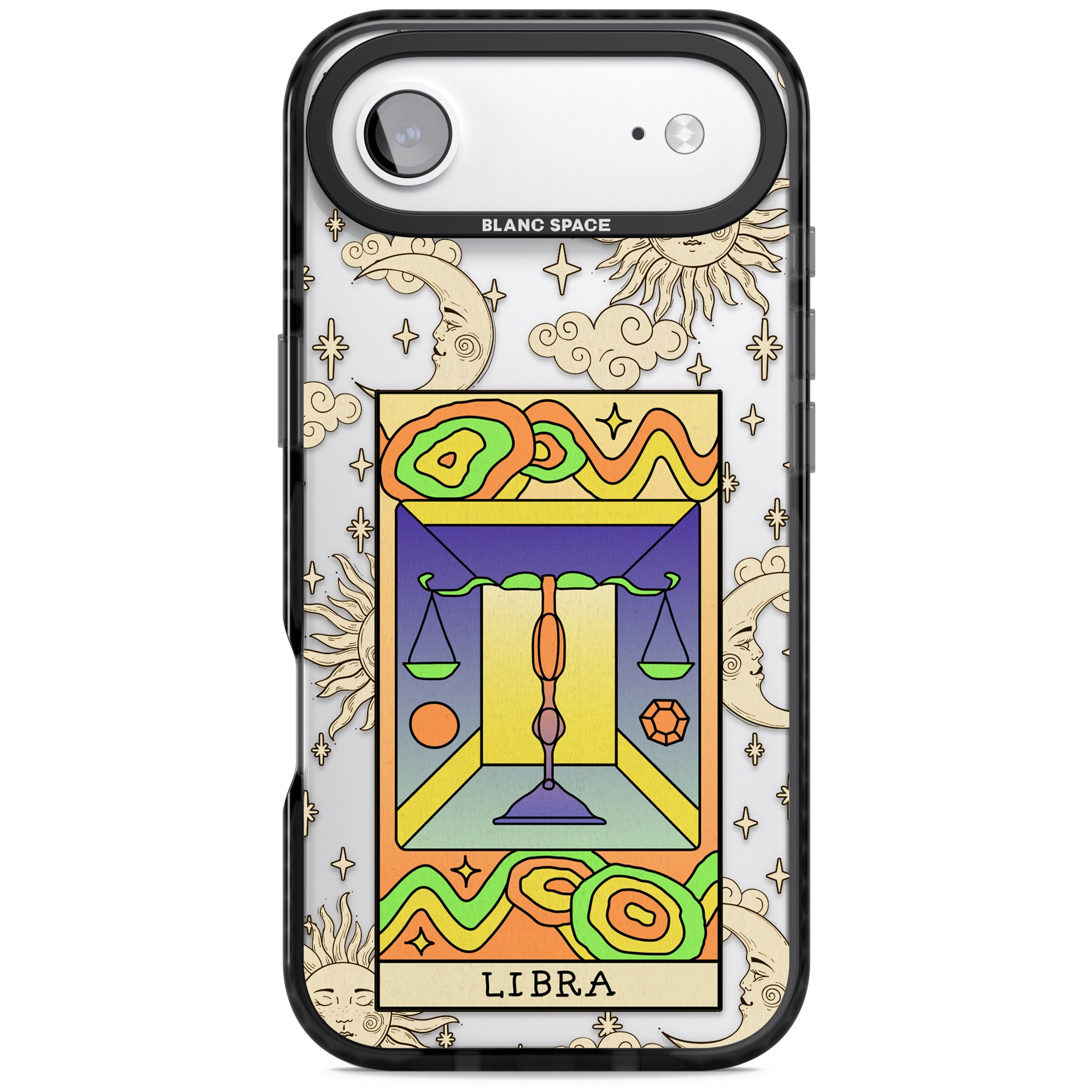 Celestial Zodiac Libra iPhone 17 Air Impact Black Phone Case