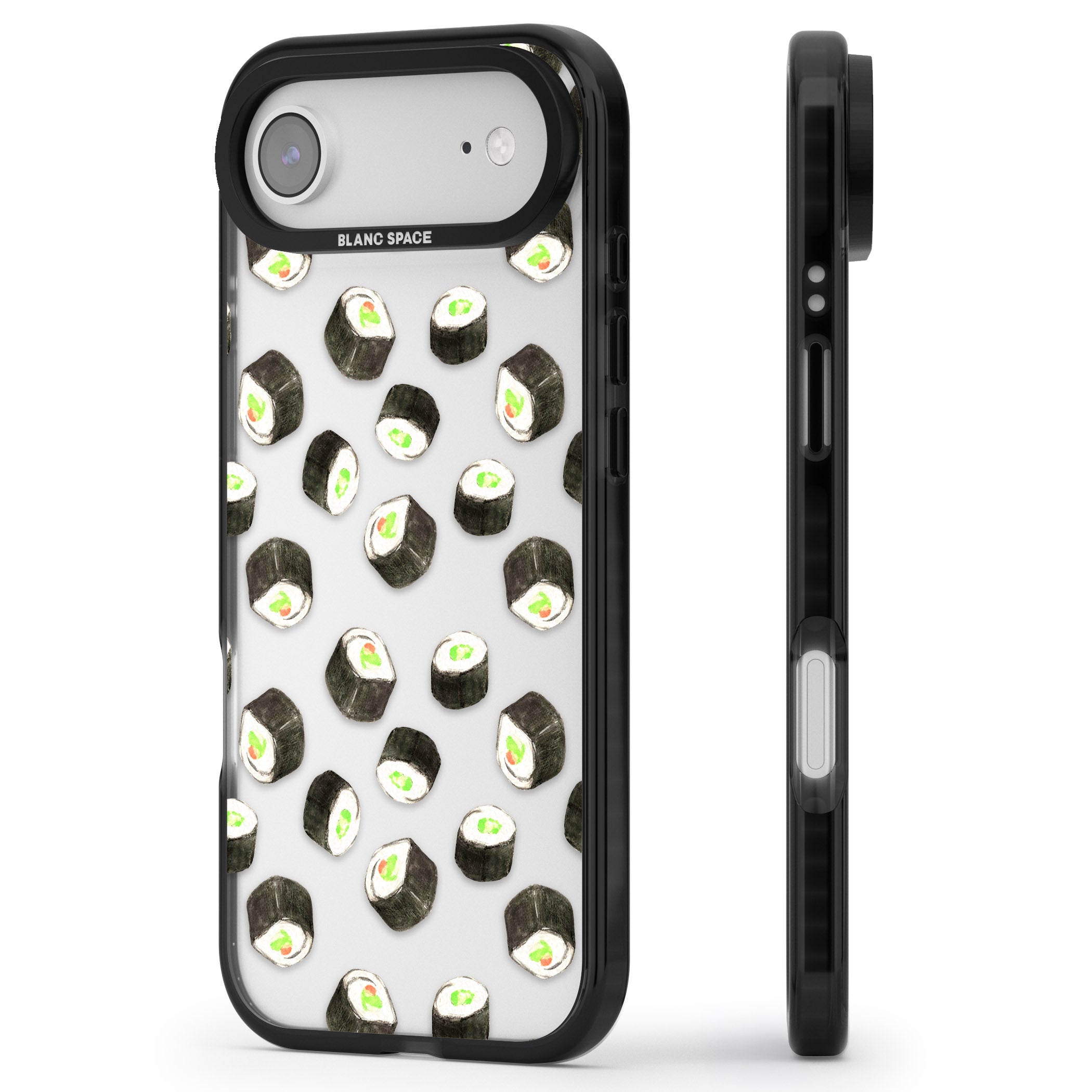Sushi Pattern iPhone 17 Air Impact Black Phone Case Side Profile