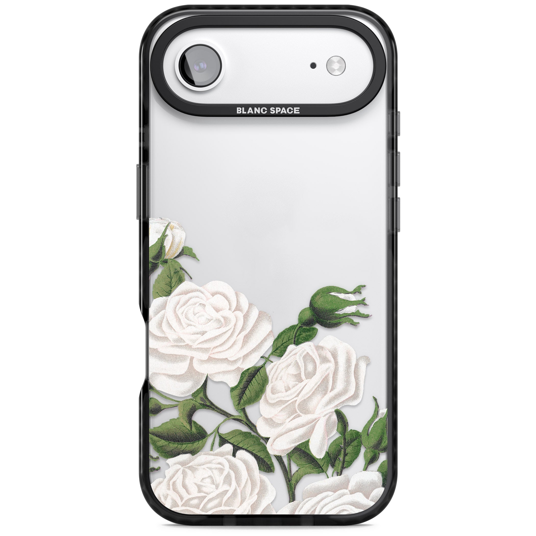 White Vintage Painted Flowers iPhone 17 Air Impact Black Phone Case