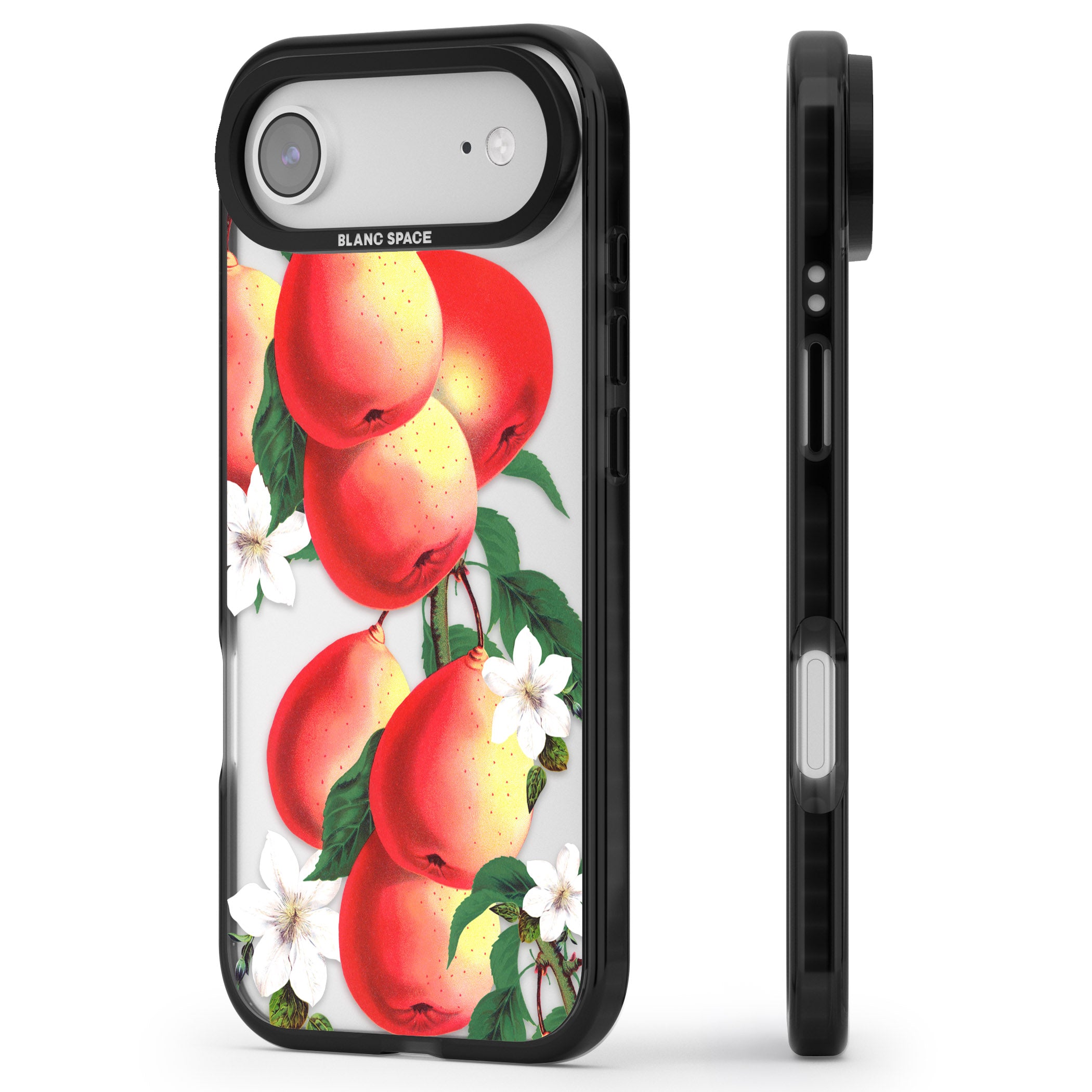 Vintage Painted Peaches iPhone 17 Air Impact Black Phone Case Side Profile