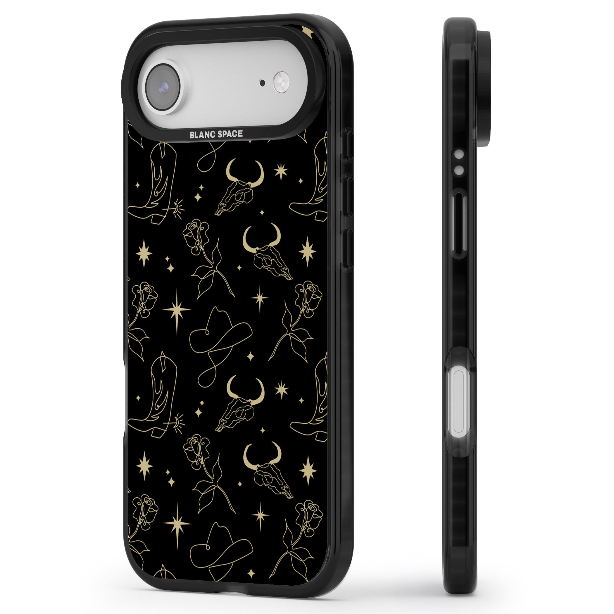 Celestial West Pattern iPhone 17 Air Impact Black Phone Case Side Profile
