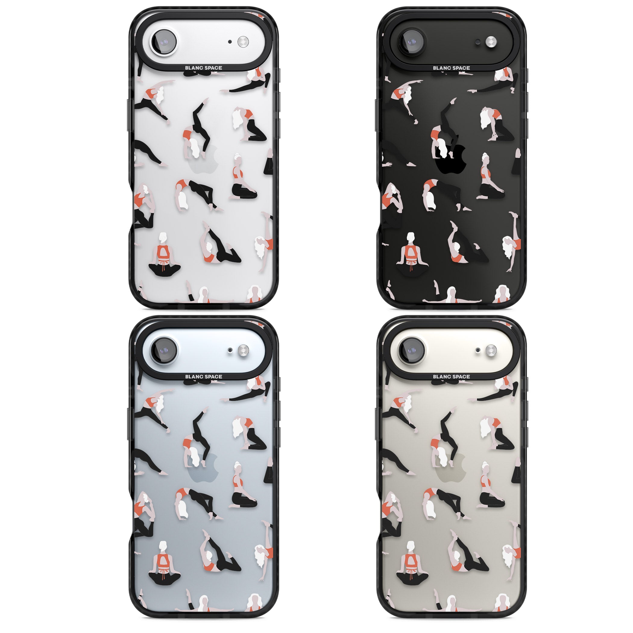 Yoga Poses Clear iPhone 17 Air Impact Black Phone Case APT Impact Protection