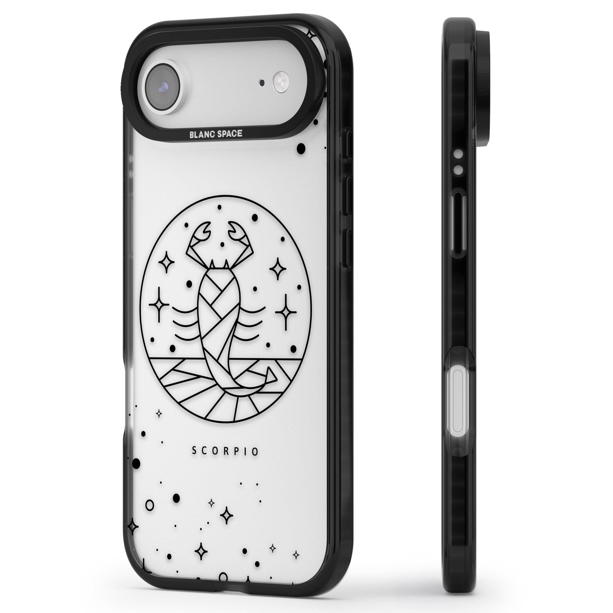 Scorpio Emblem Cosmic Design iPhone 17 Air Impact Black Phone Case Side Profile