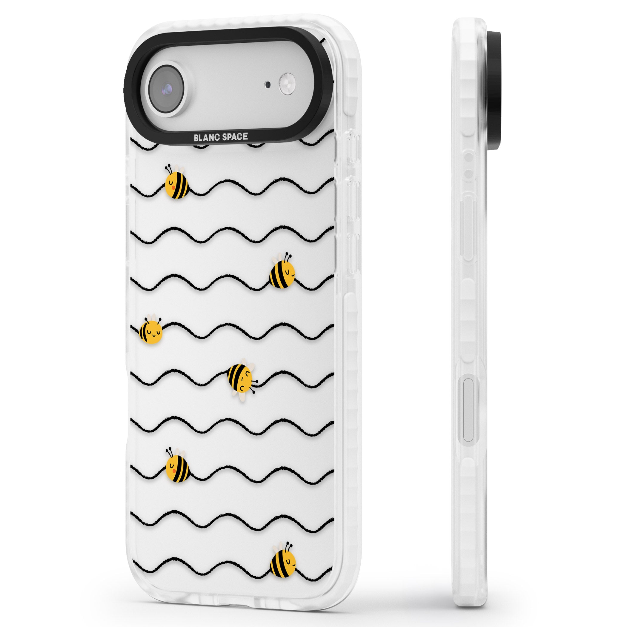 Bee Wave Pattern iPhone 17 Air Impact Clear Phone Case Side Profile