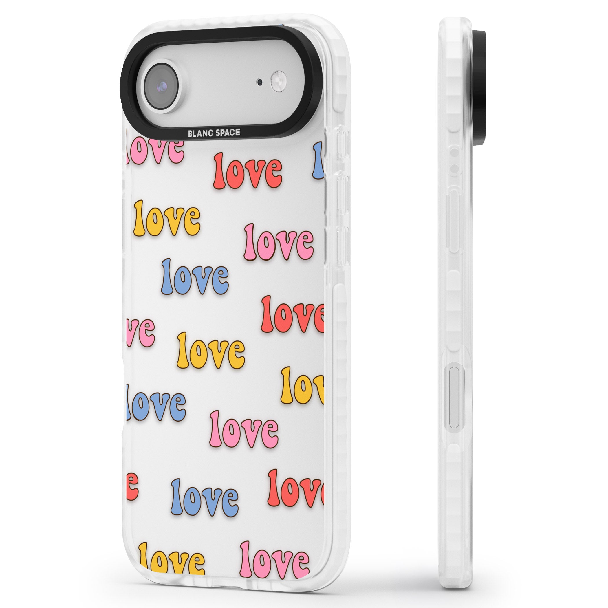 Love Pattern iPhone 17 Air Impact Clear Phone Case Side Profile