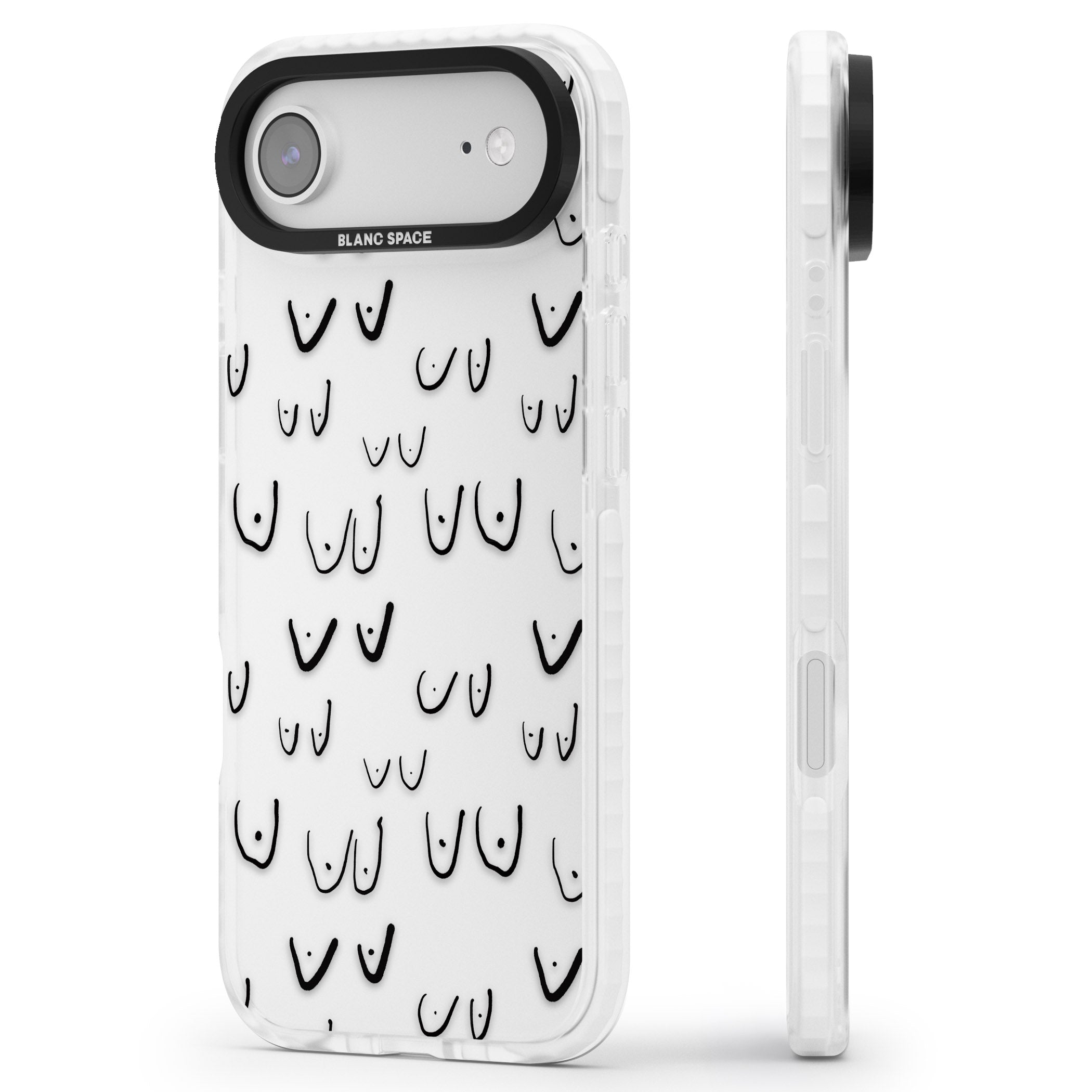 Boob Pattern (Black) iPhone 17 Air Impact Clear Phone Case Side Profile
