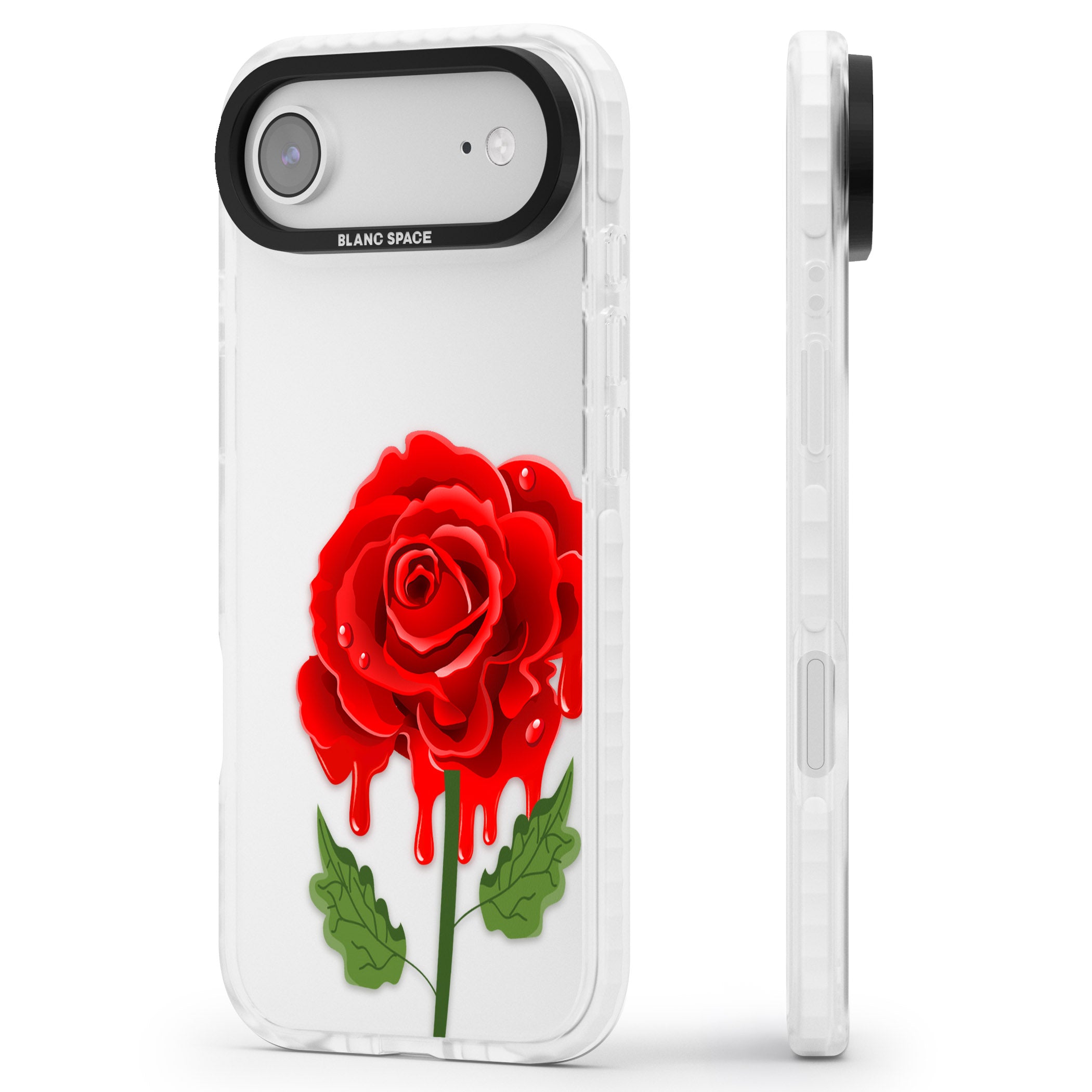 Melting Rose iPhone 17 Air Impact Clear Phone Case Side Profile