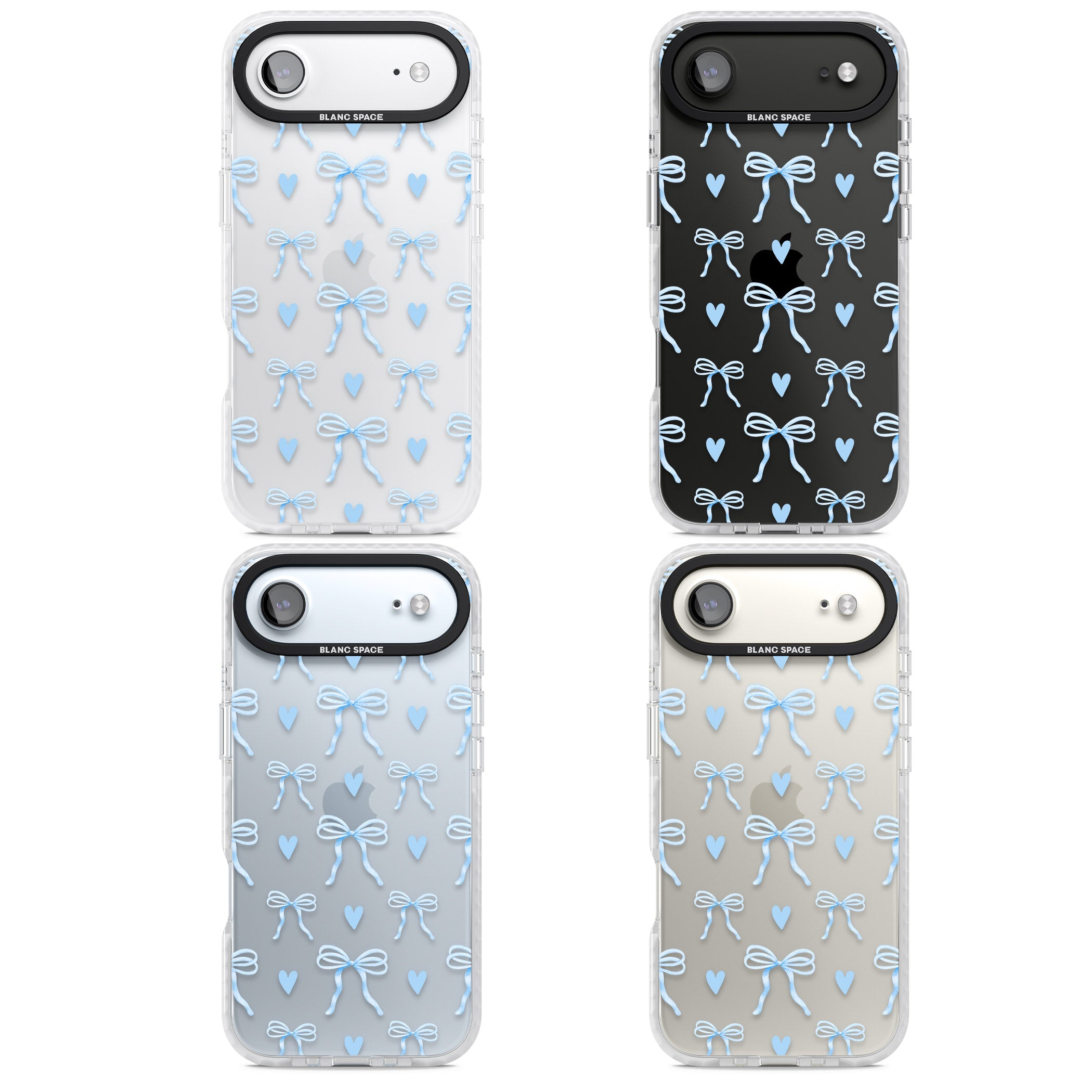 Blue Bows & Hearts iPhone 17 Air Impact Clear Phone Case APT Impact Protection