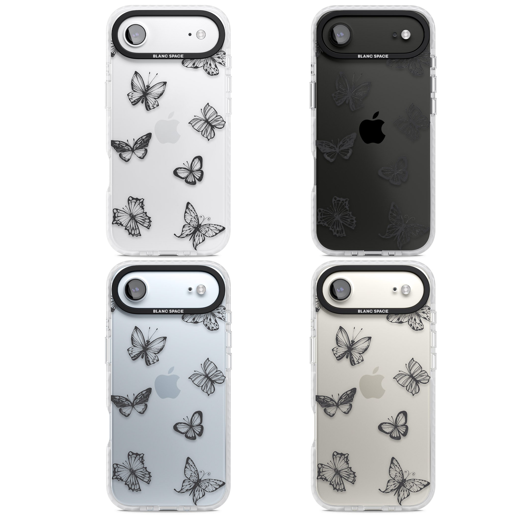 Grey Butterfly Line Pattern iPhone 17 Air Impact Clear Phone Case APT Impact Protection