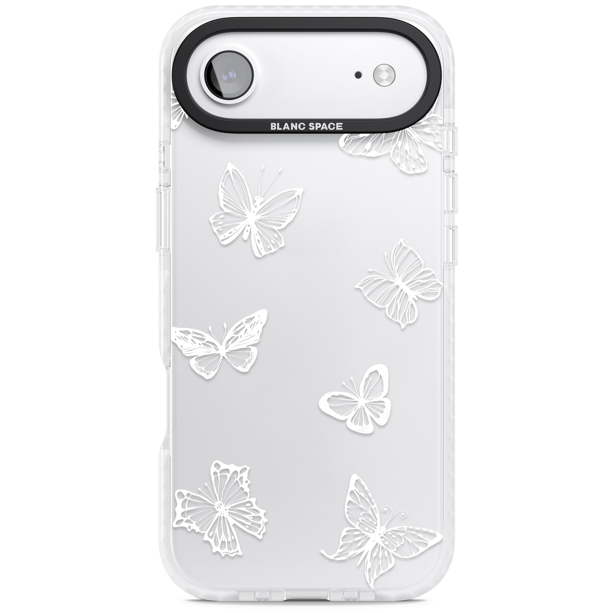 White Butterfly Line Pattern iPhone 17 Air Impact Clear Phone Case