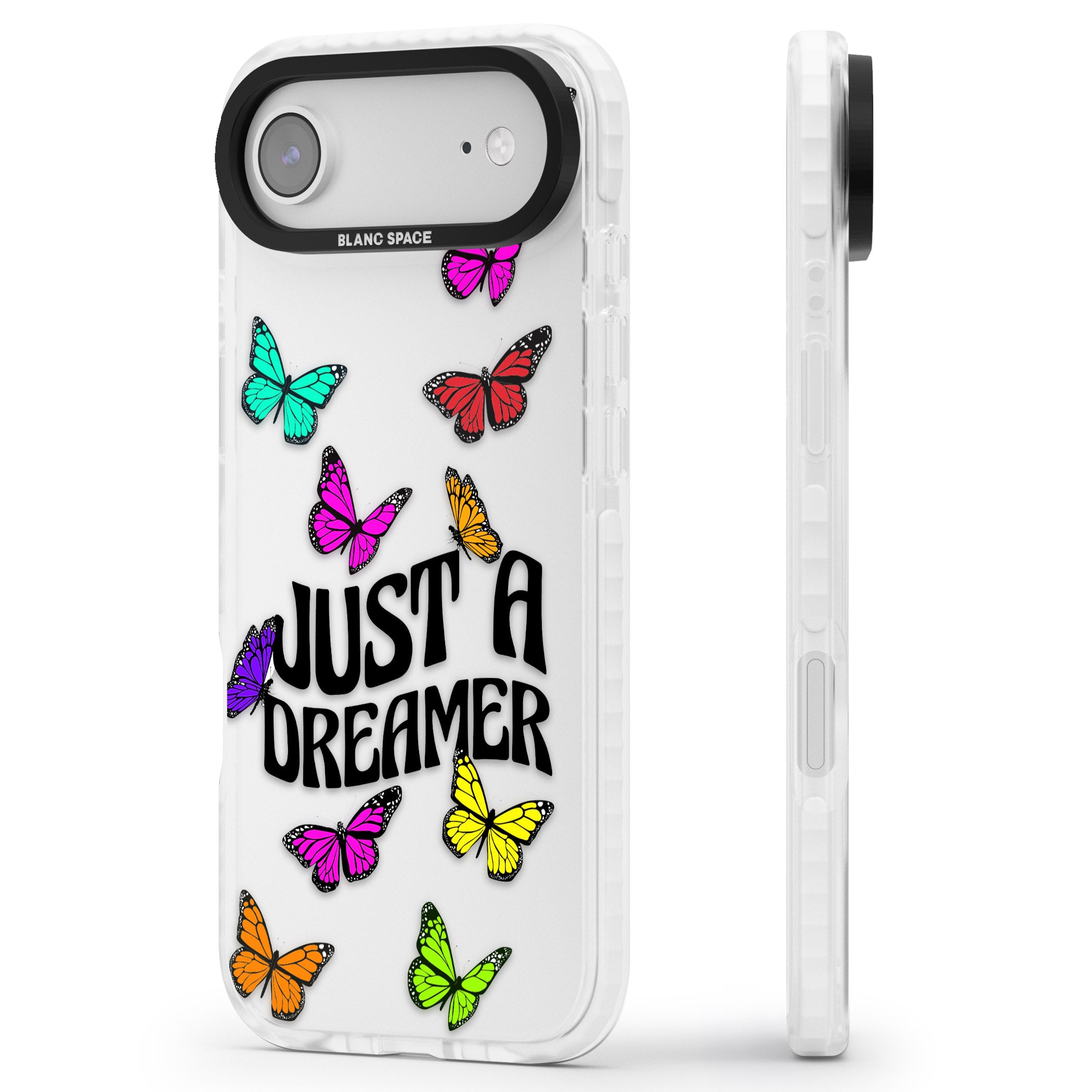 Just A Dreamer Butterfly iPhone 17 Air Impact Clear Phone Case Side Profile