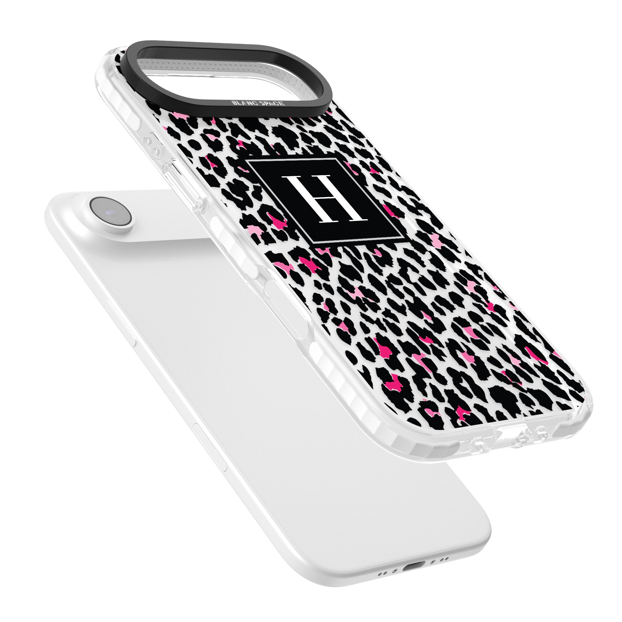 Personalised Clear Pink Leopard Monogram iPhone 17 Air Impact Clear Phone Case Colours