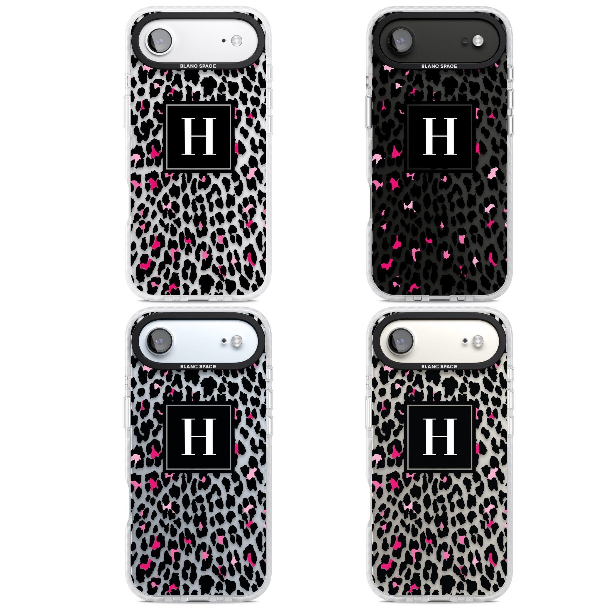 Personalised Clear Pink Leopard Monogram iPhone 17 Air Impact Clear Phone Case APT Impact Protection