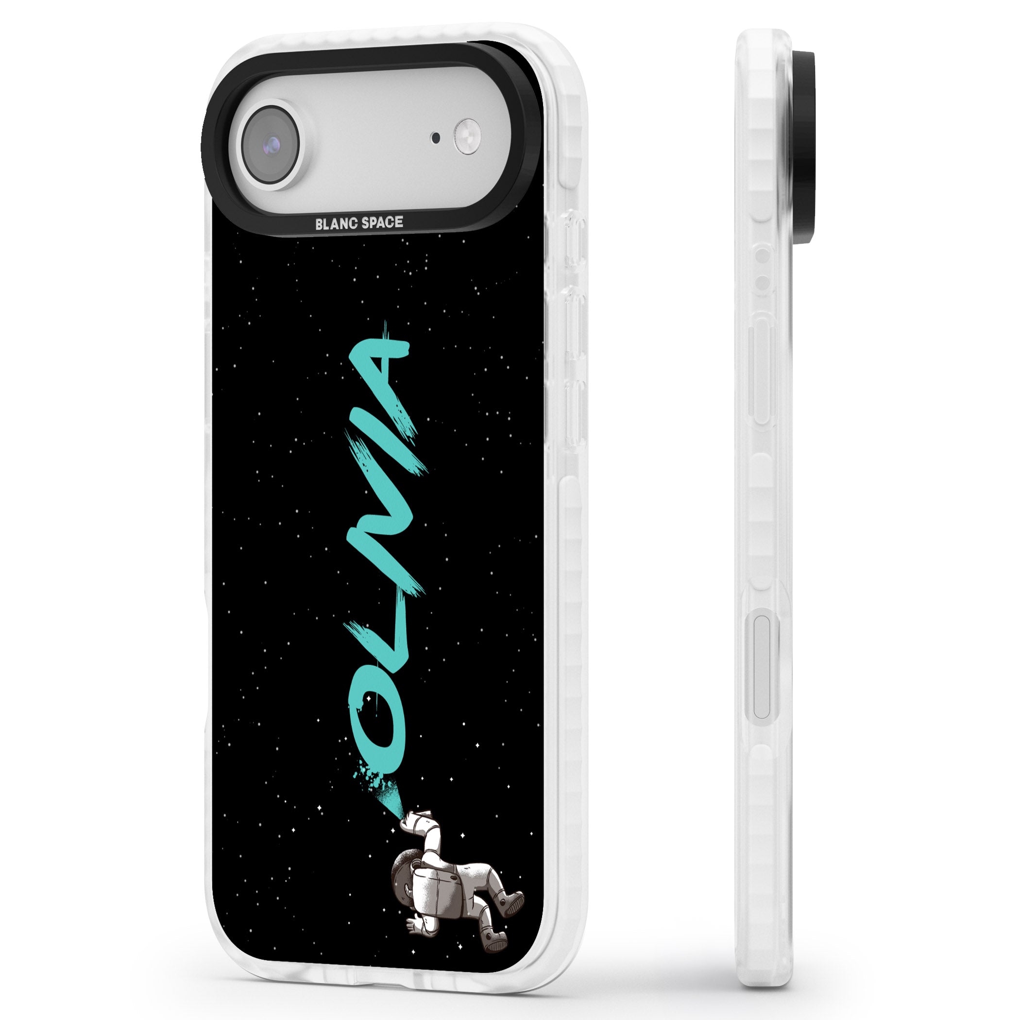 Personalised Astronaut Graffiti iPhone 17 Air Impact Clear Phone Case Side Profile