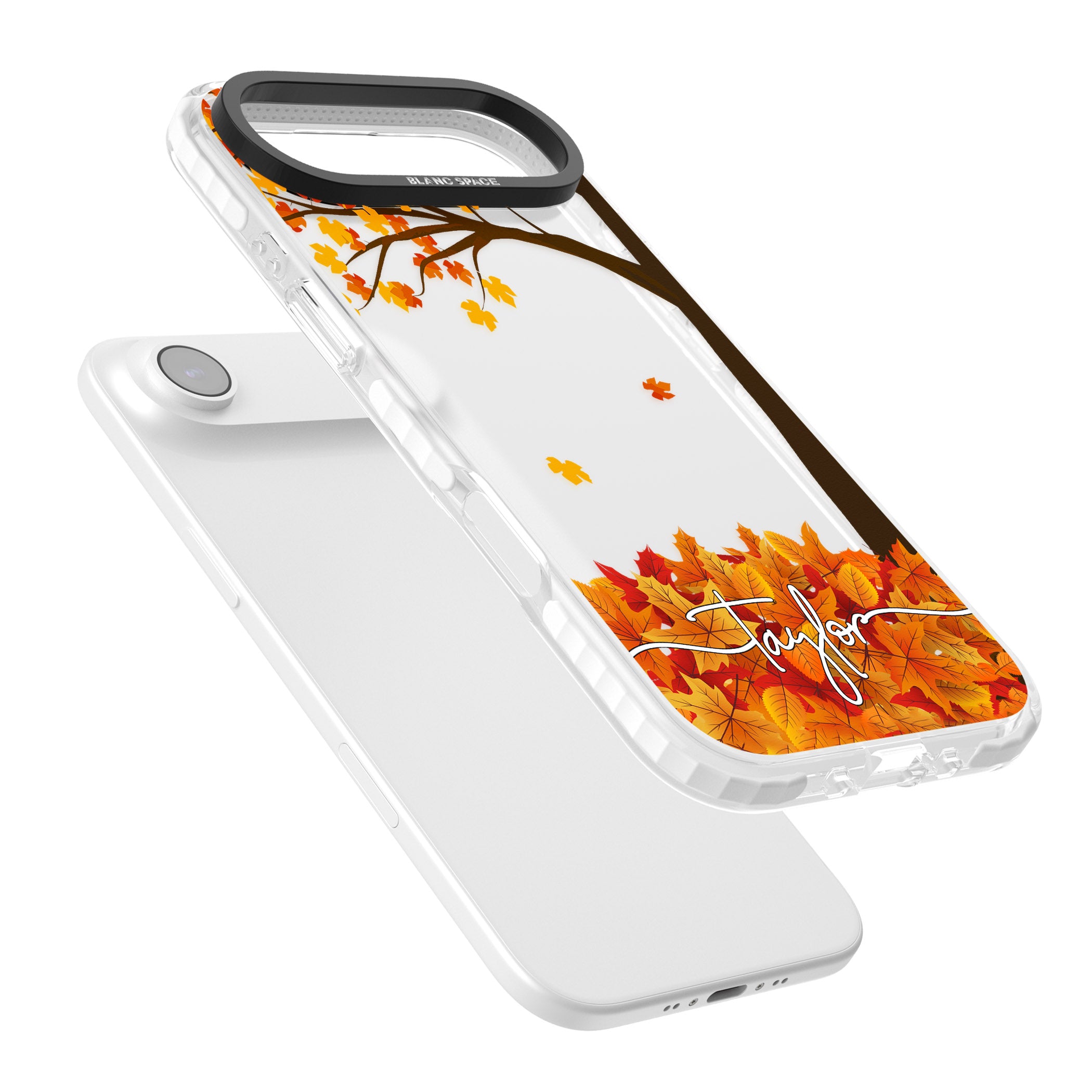 Personalised Autumn Leaves iPhone 17 Air Impact Clear Phone Case Colours