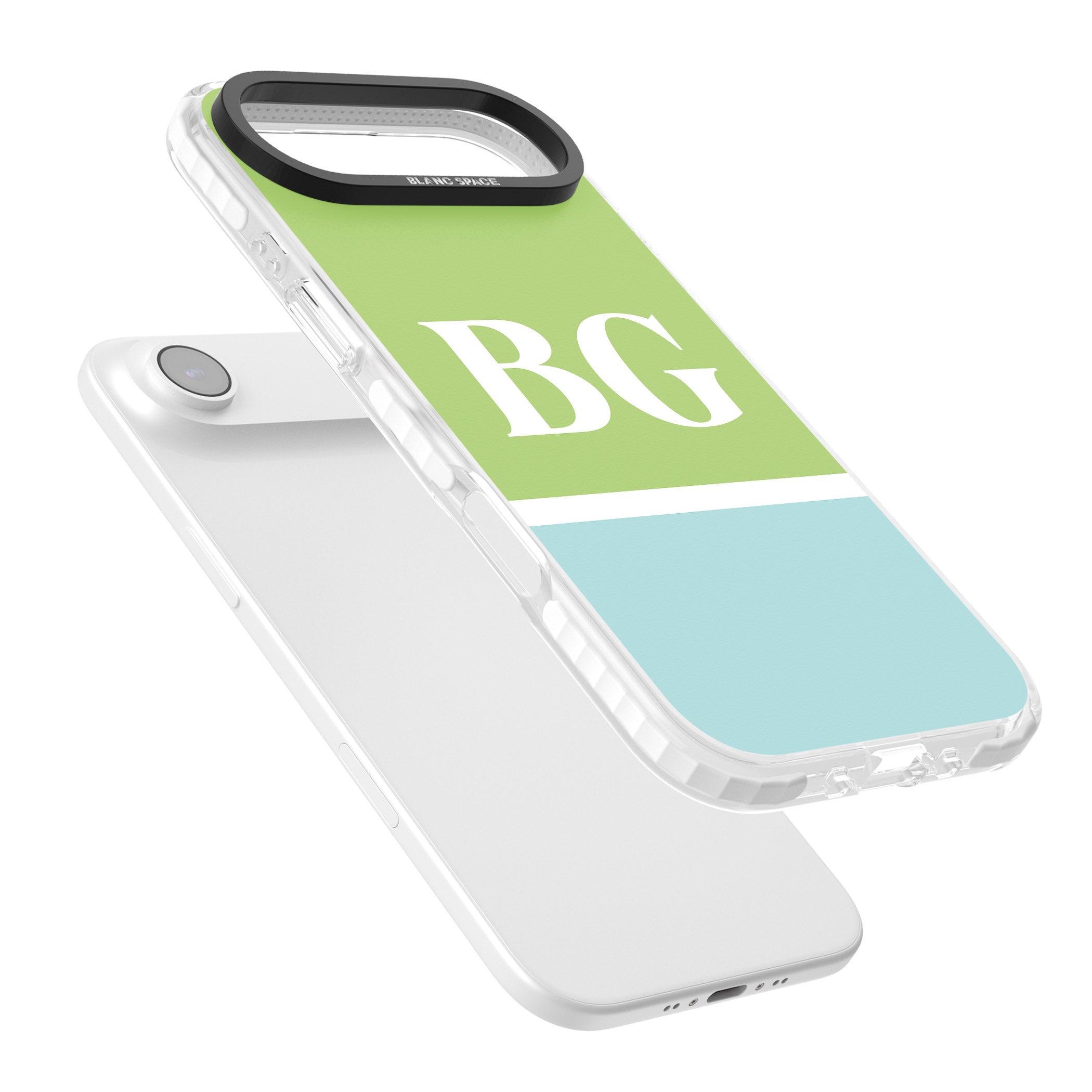 Personalised Colorblock: Green & Turquoise iPhone 17 Air Impact Clear Phone Case Colours