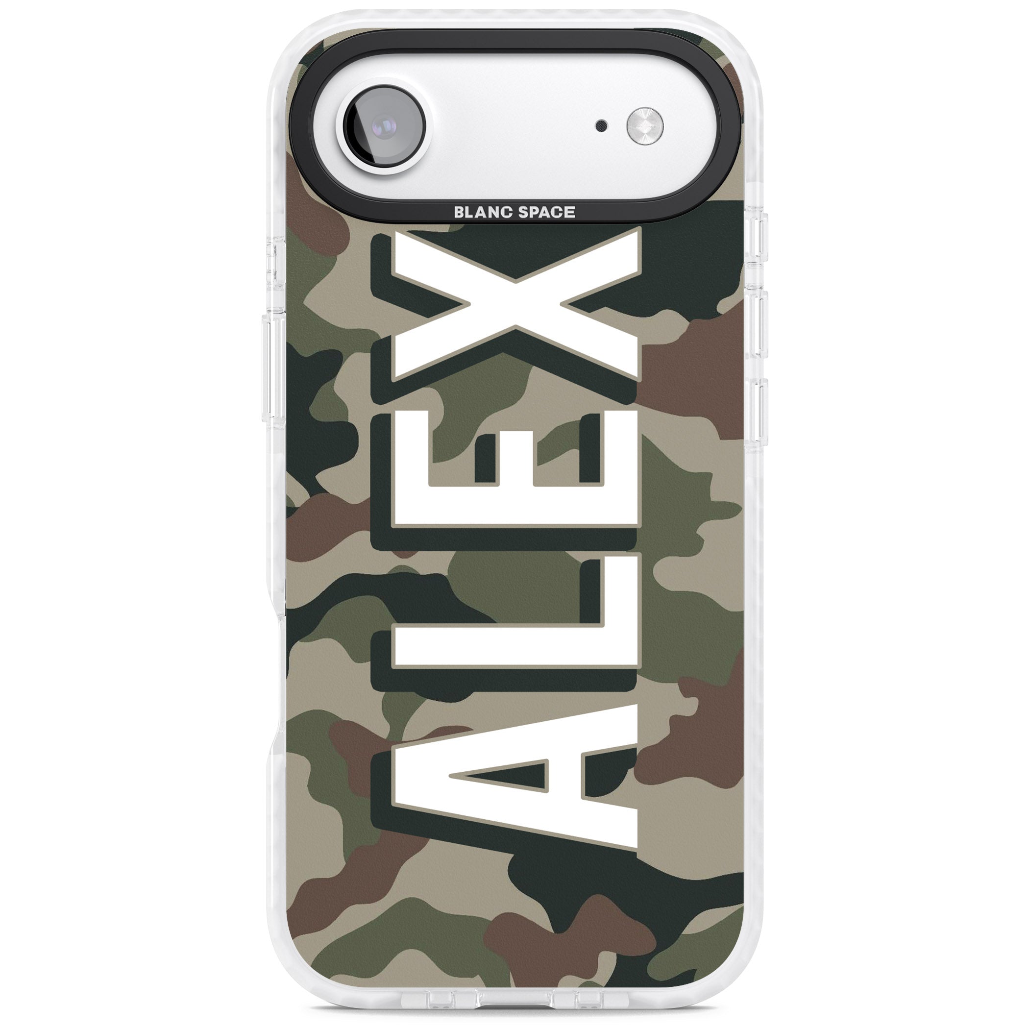 Personalised Classic Green Camo iPhone 17 Air Impact Clear Phone Case