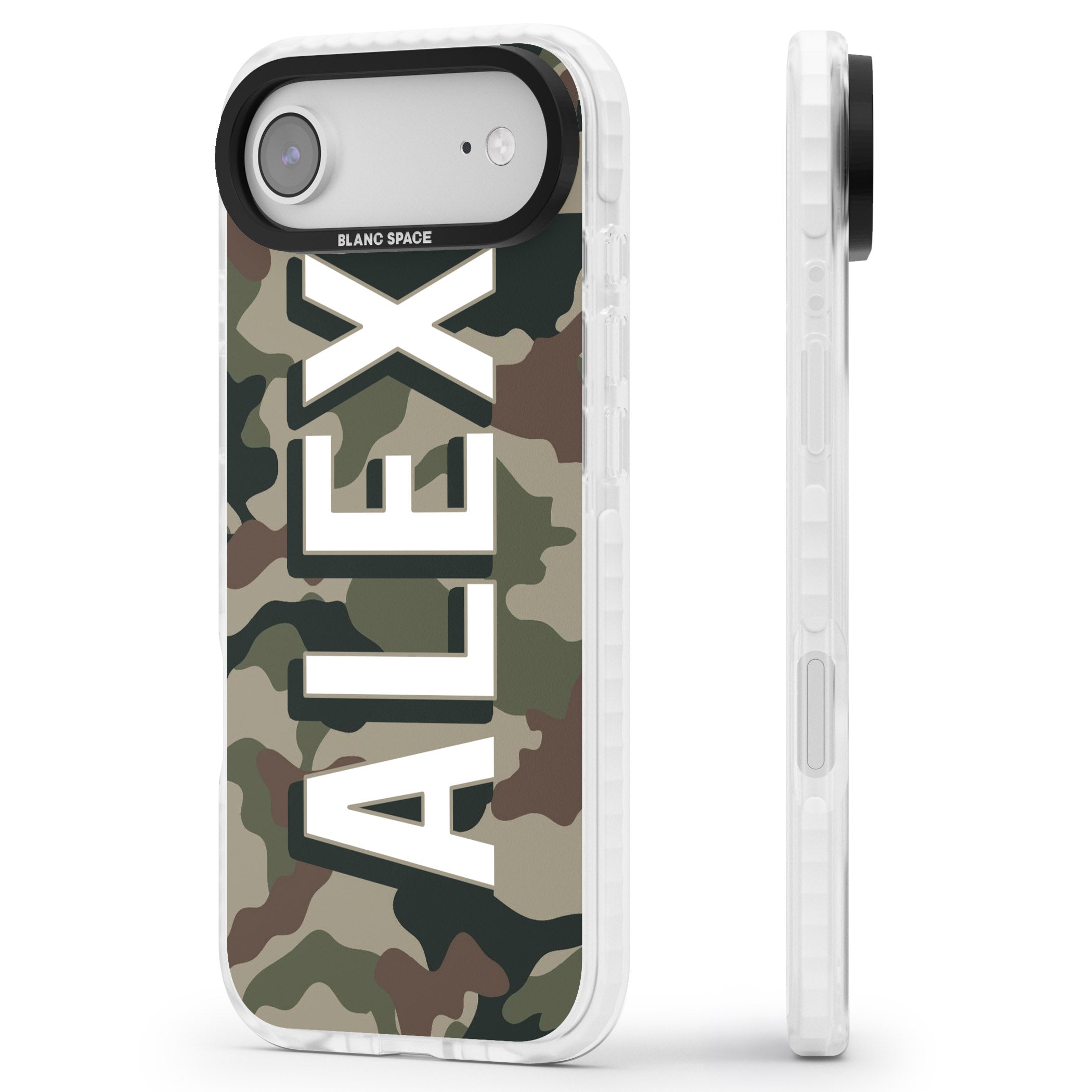 Personalised Classic Green Camo iPhone 17 Air Impact Clear Phone Case Side Profile