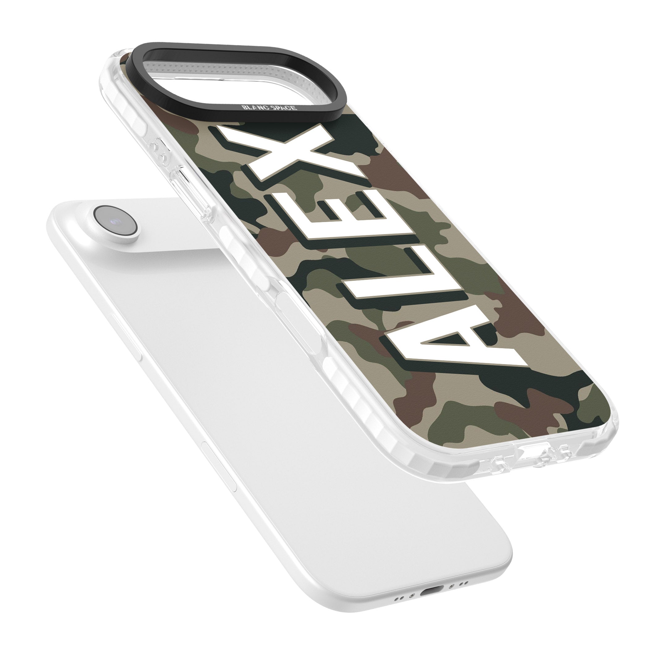 Personalised Classic Green Camo iPhone 17 Air Impact Clear Phone Case Colours