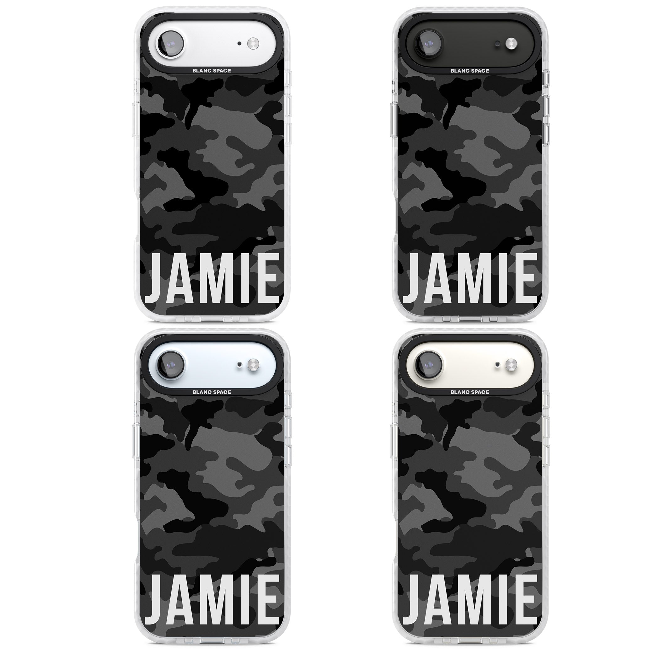 Personalised Black Camo Name Horizontal iPhone 17 Air Impact Clear Phone Case APT Impact Protection