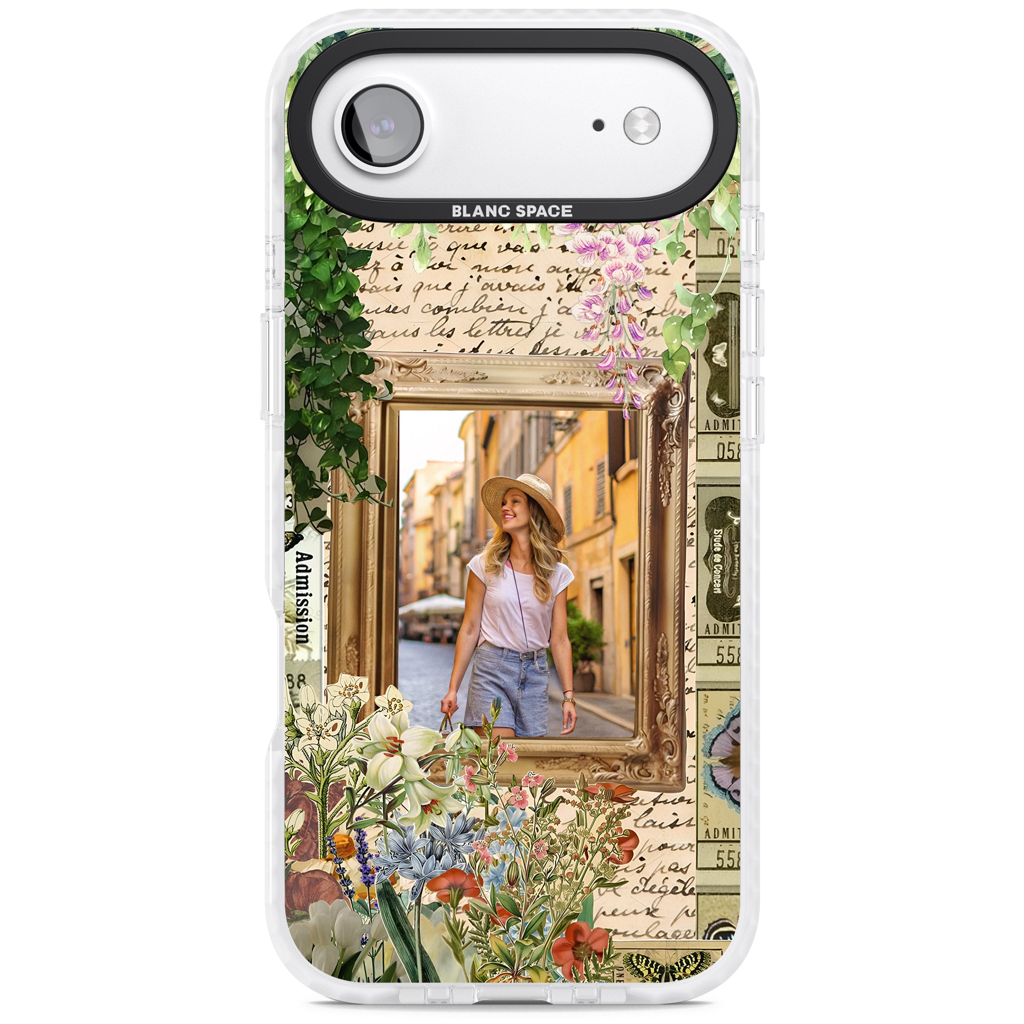 Personalised Tuscan Floral Collage Frame iPhone 17 Air Impact Clear Phone Case