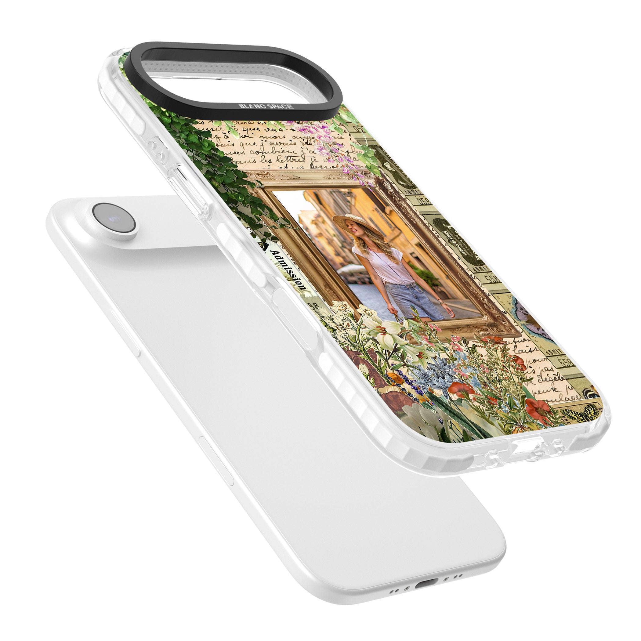 Personalised Tuscan Floral Collage Frame iPhone 17 Air Impact Clear Phone Case Colours