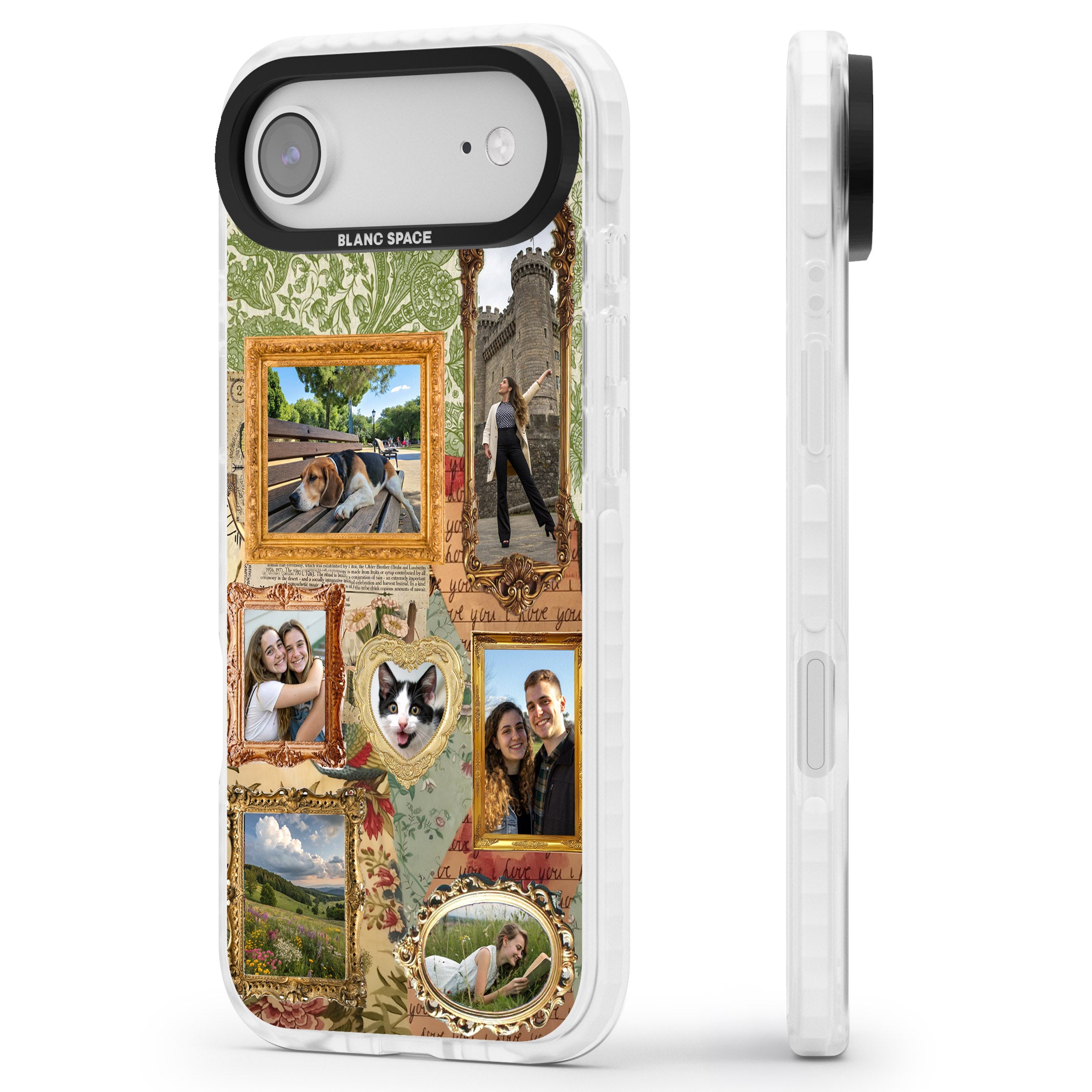 Personalised Vintage Frame Collage iPhone 17 Air Impact Clear Phone Case Side Profile