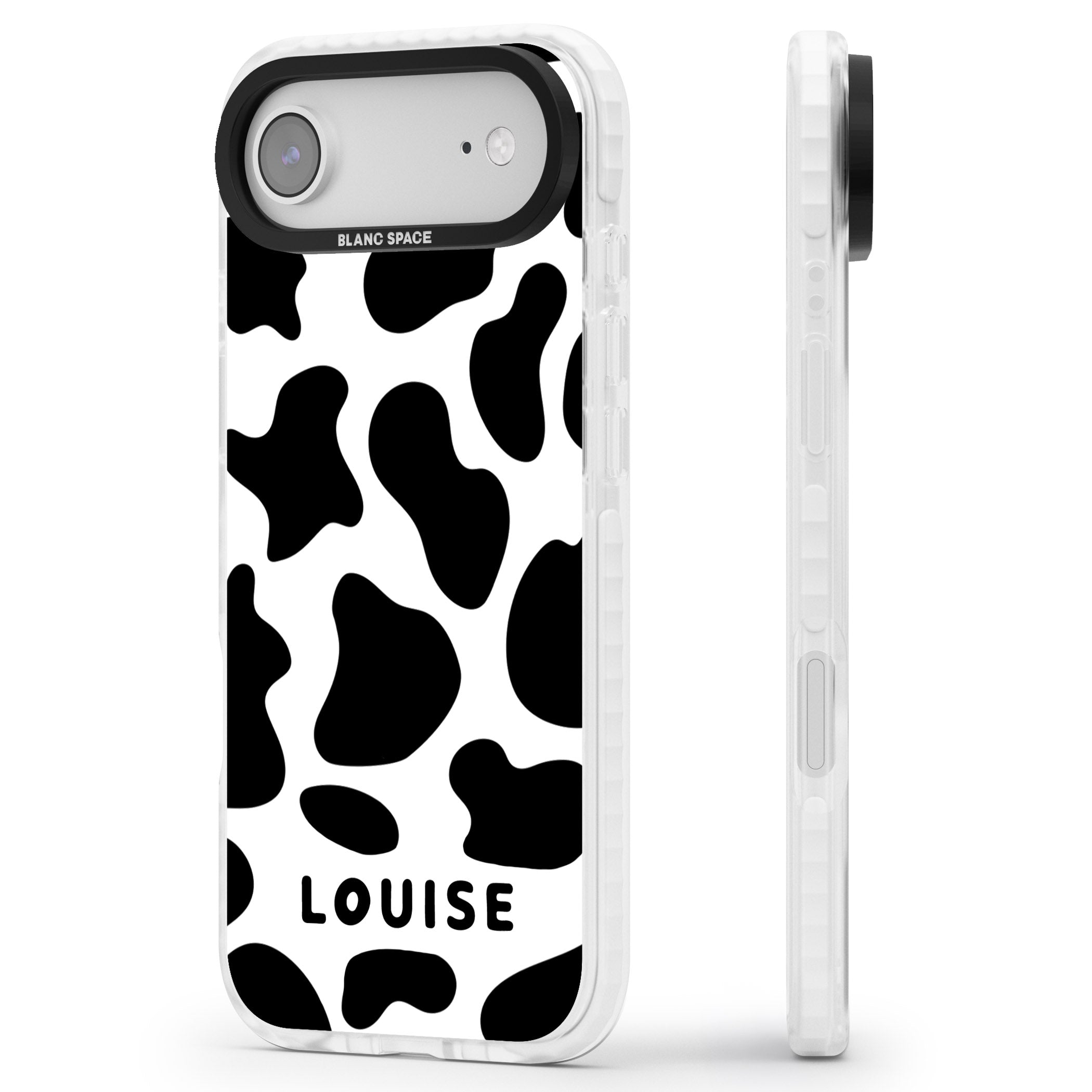 Personalised Cow Print iPhone 17 Air Impact Clear Phone Case Side Profile