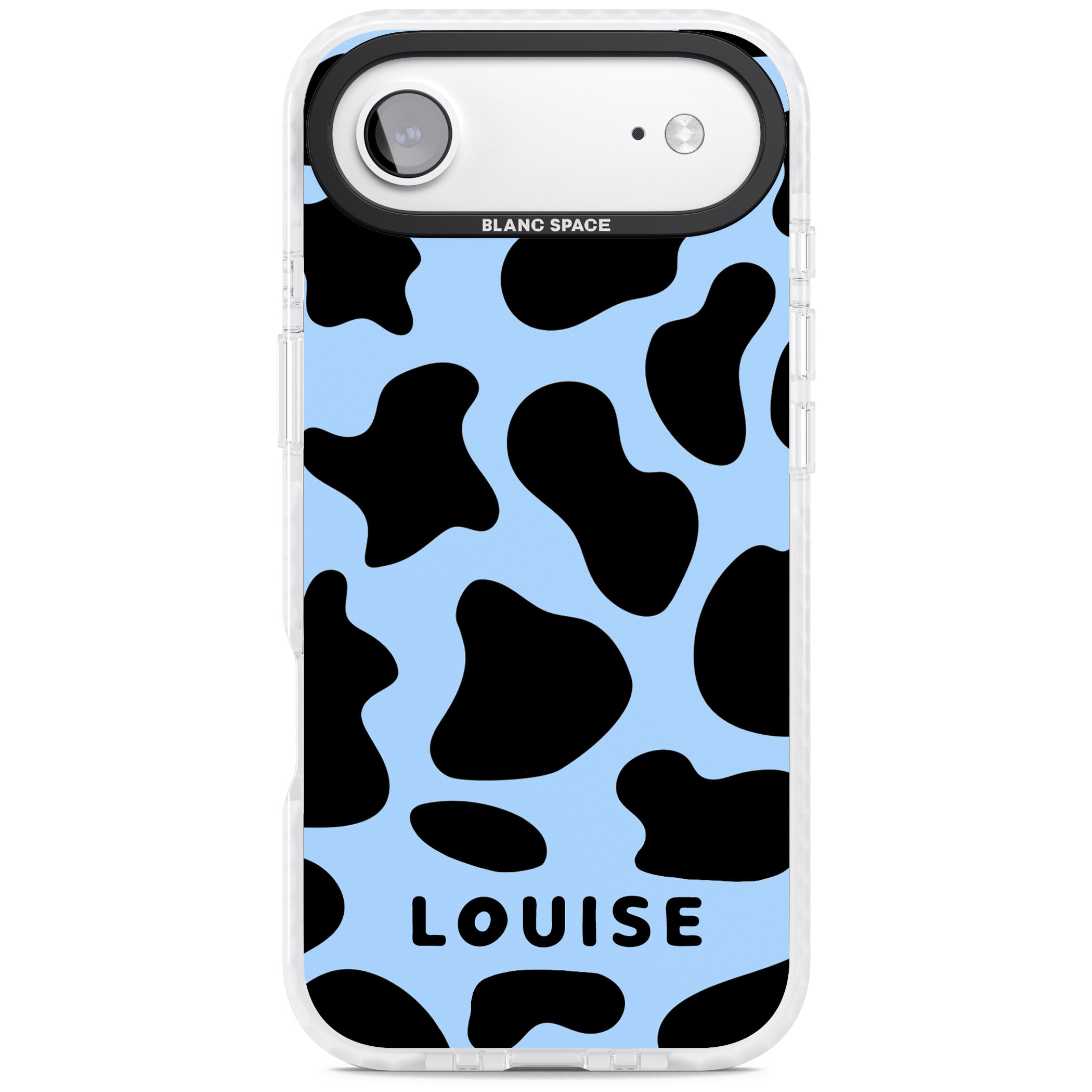 Personalised Blue And Black Cow Print iPhone 17 Air Impact Clear Phone Case