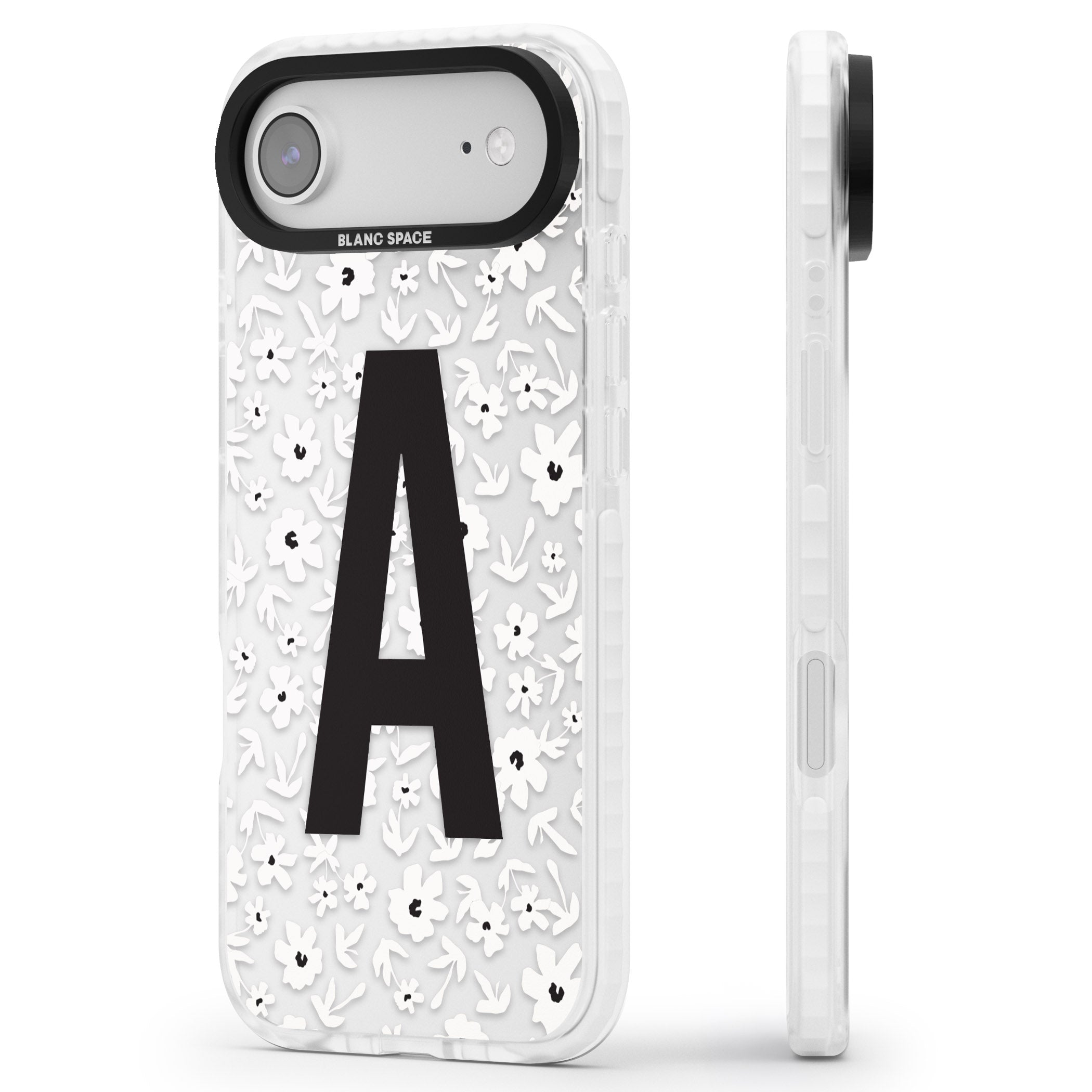 Personalised Bold Initial Floral iPhone 17 Air Impact Clear Phone Case Side Profile
